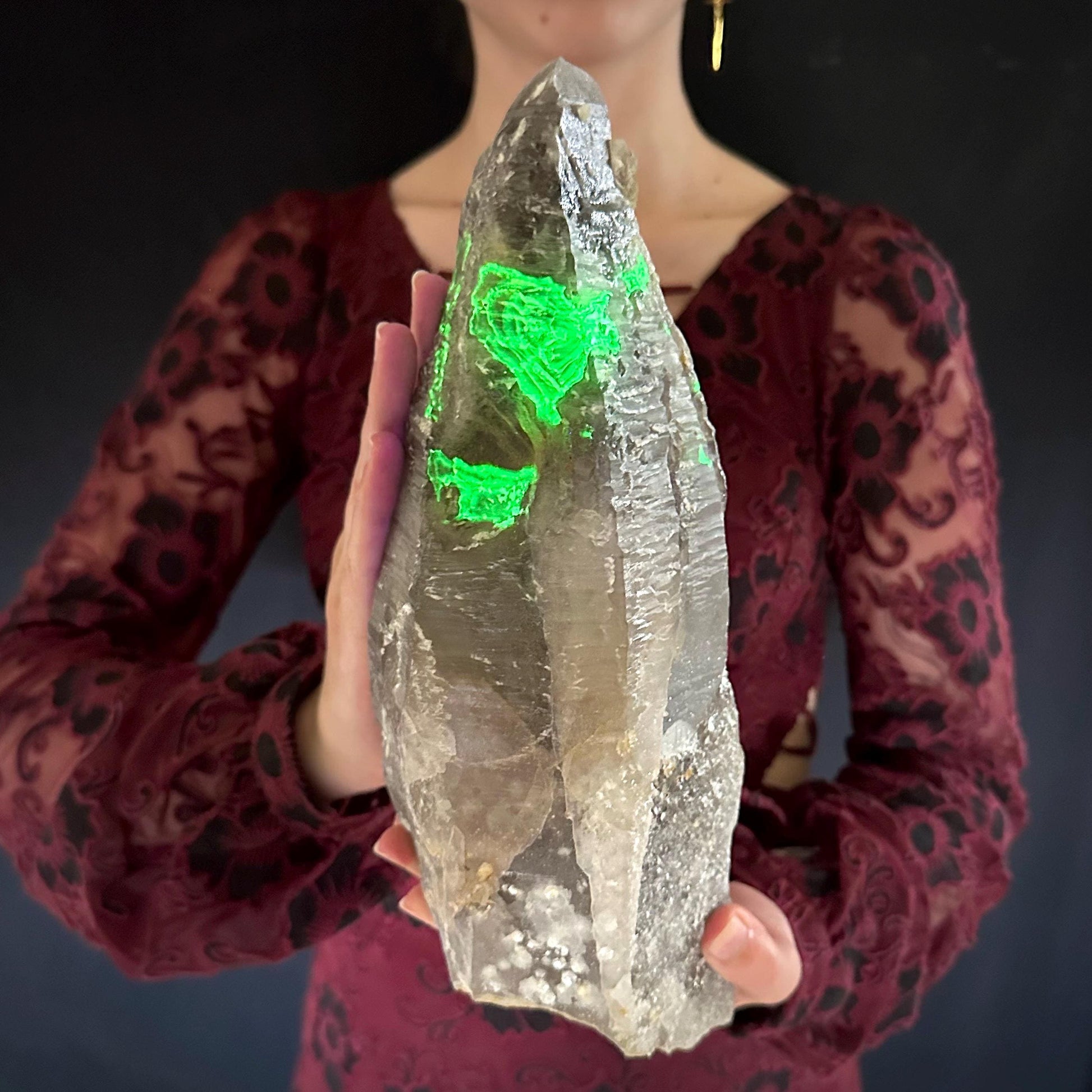 HUGE Smoky Quartz with Hyalite Opal | Crystal Point from Namibia