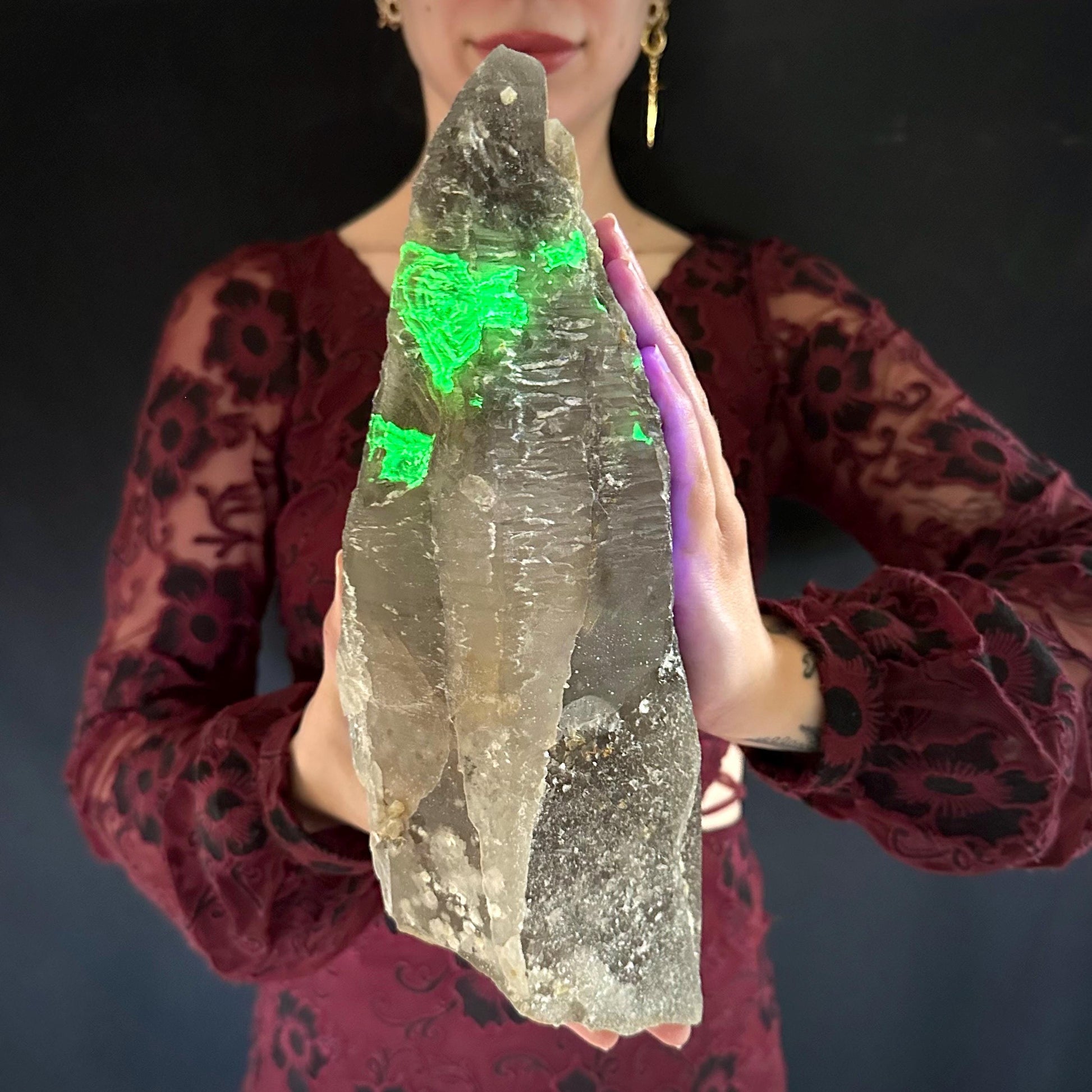 HUGE Smoky Quartz with Hyalite Opal | Crystal Point from Namibia