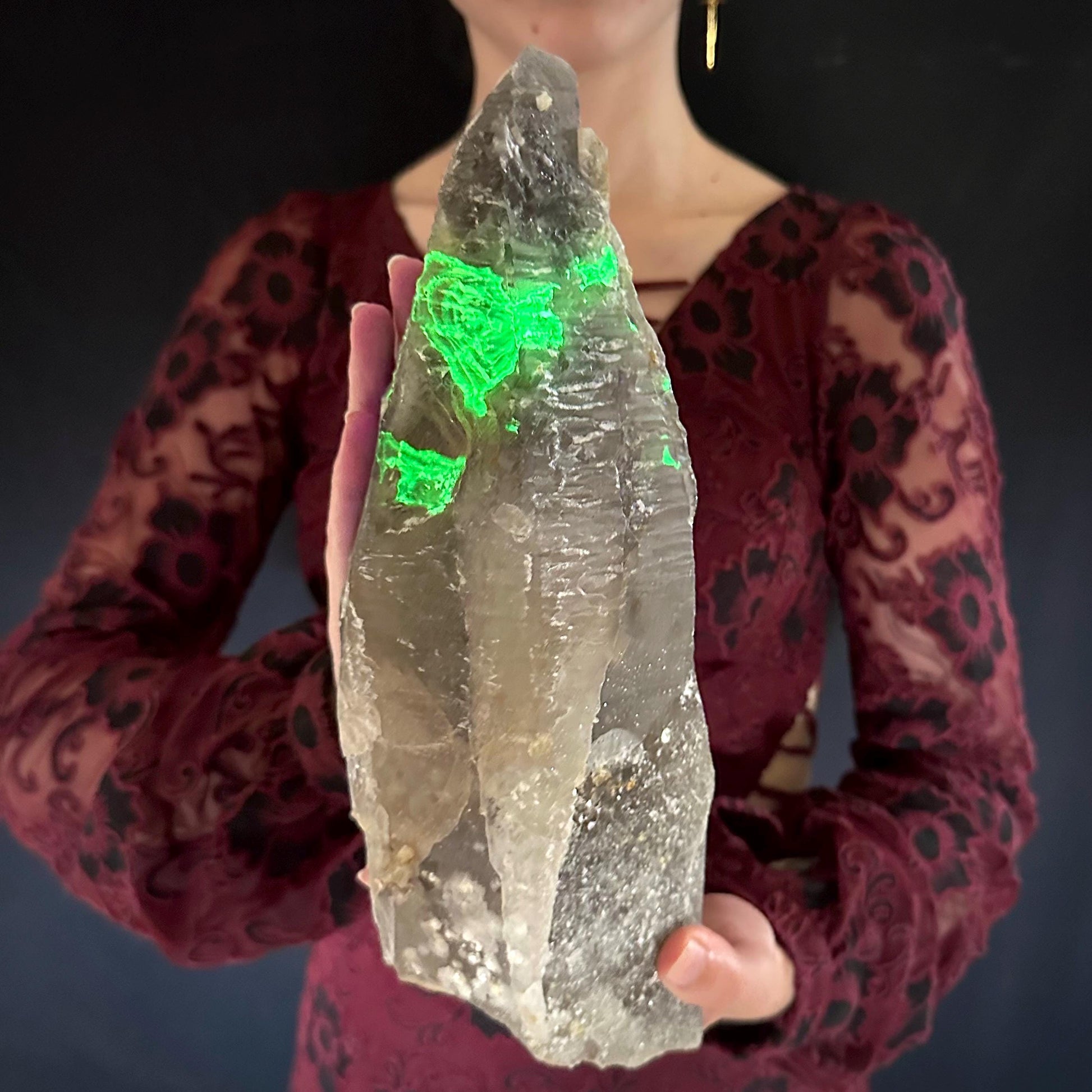 HUGE Smoky Quartz with Hyalite Opal | Crystal Point from Namibia