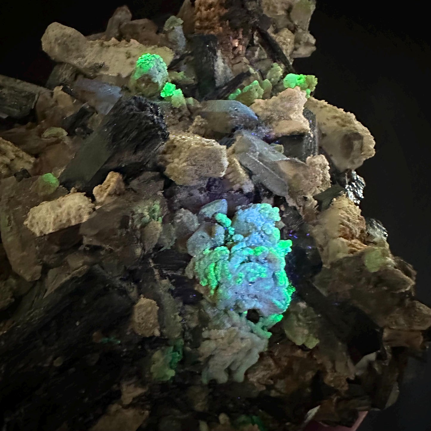 XL Smoky Quartz with Fluorite, Hyalite Opal, Black Tourmaline, & Feldspar | Crystal Cluster from Namibia