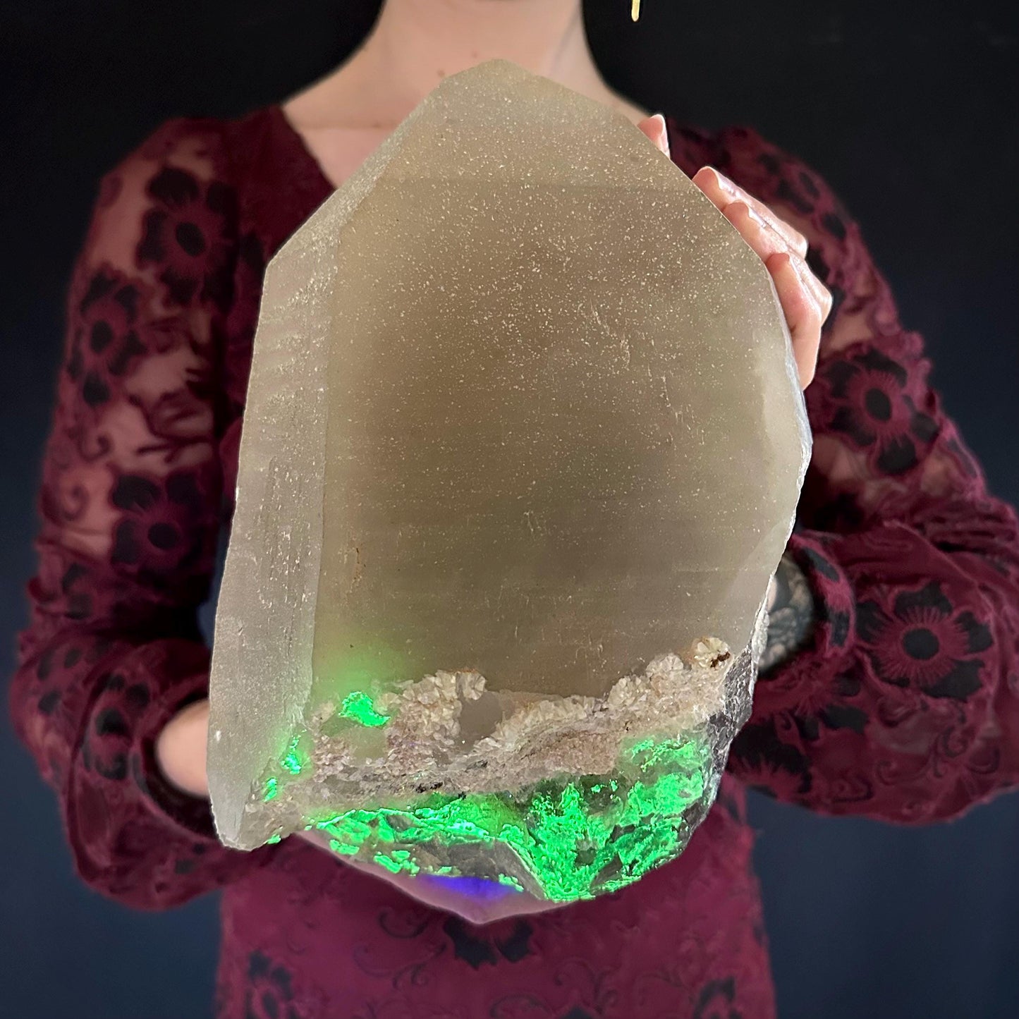MASSIVE Smoky Quartz with Hyalite Opal | Crystal Point from Namibia