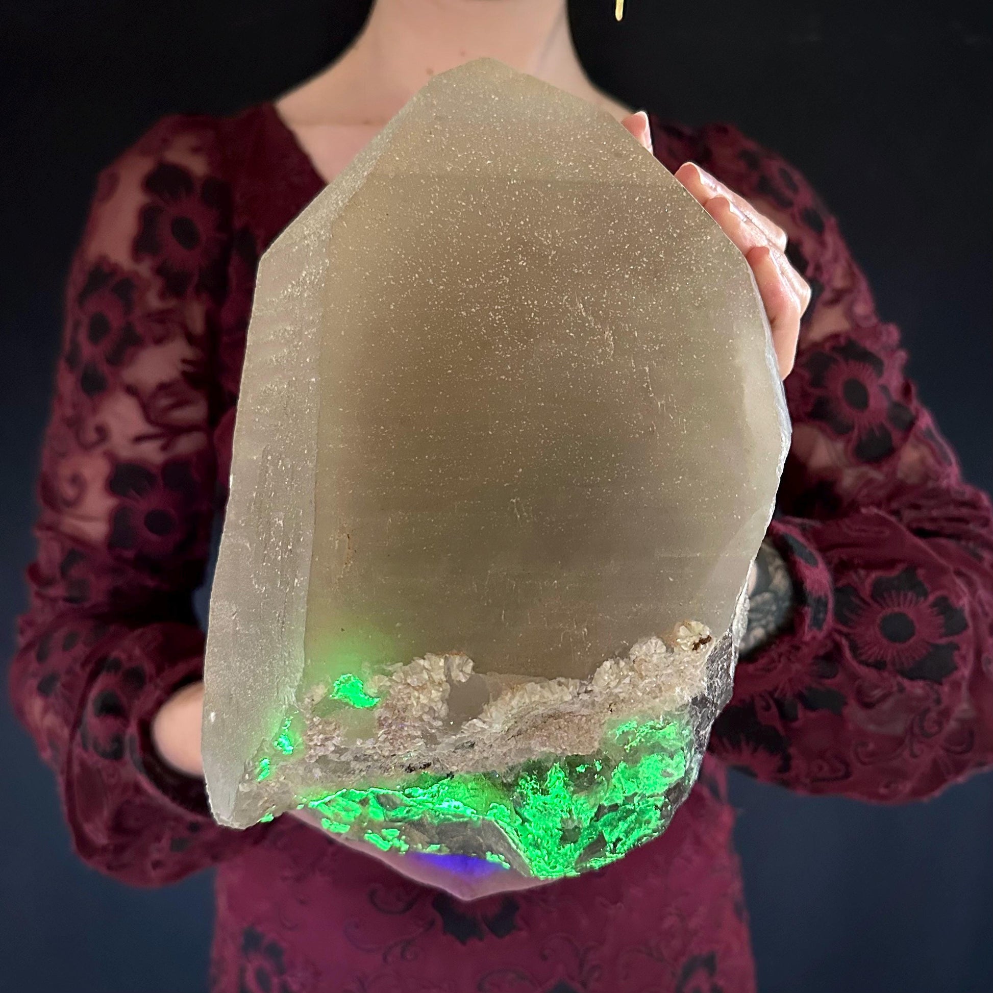 MASSIVE Smoky Quartz with Hyalite Opal | Crystal Point from Namibia