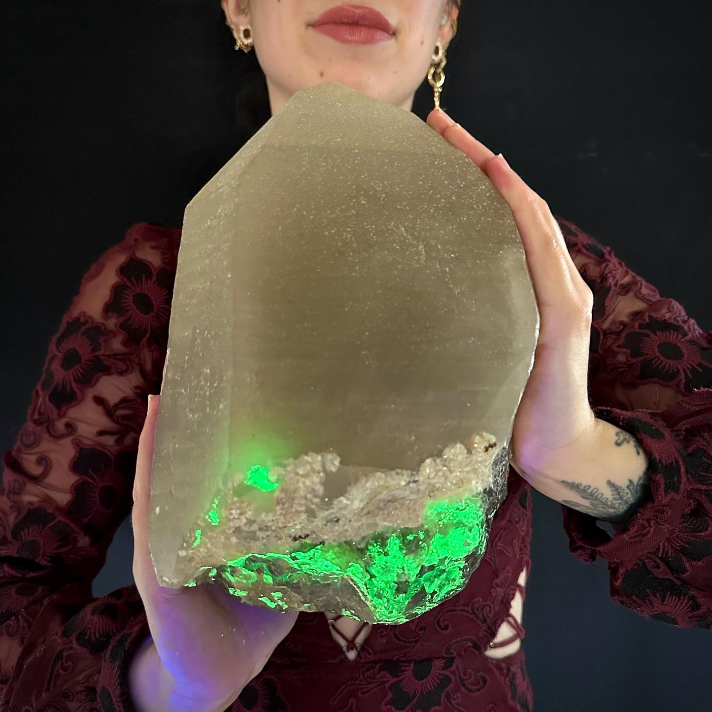 MASSIVE Smoky Quartz with Hyalite Opal | Crystal Point from Namibia