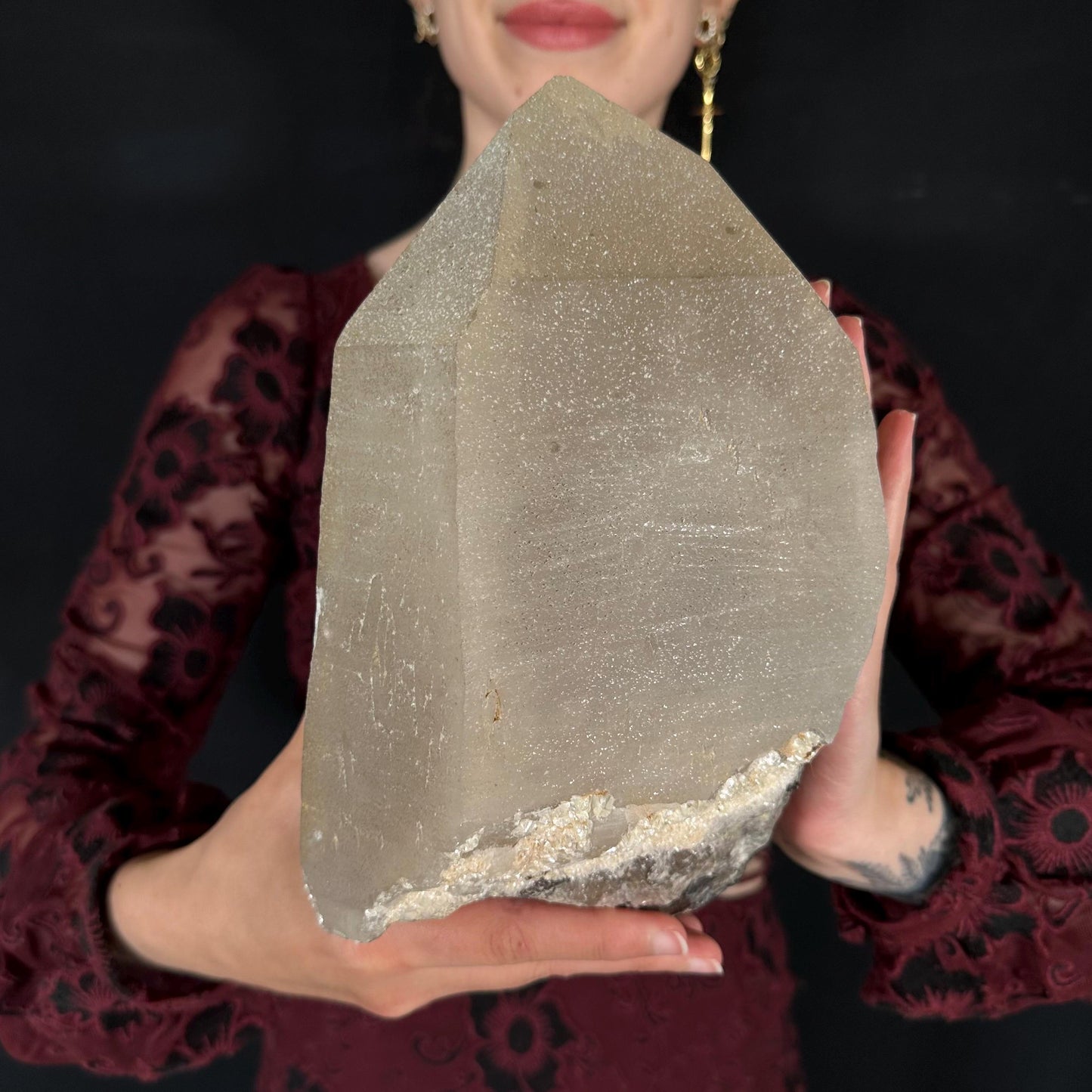 MASSIVE Smoky Quartz with Hyalite Opal | Crystal Point from Namibia