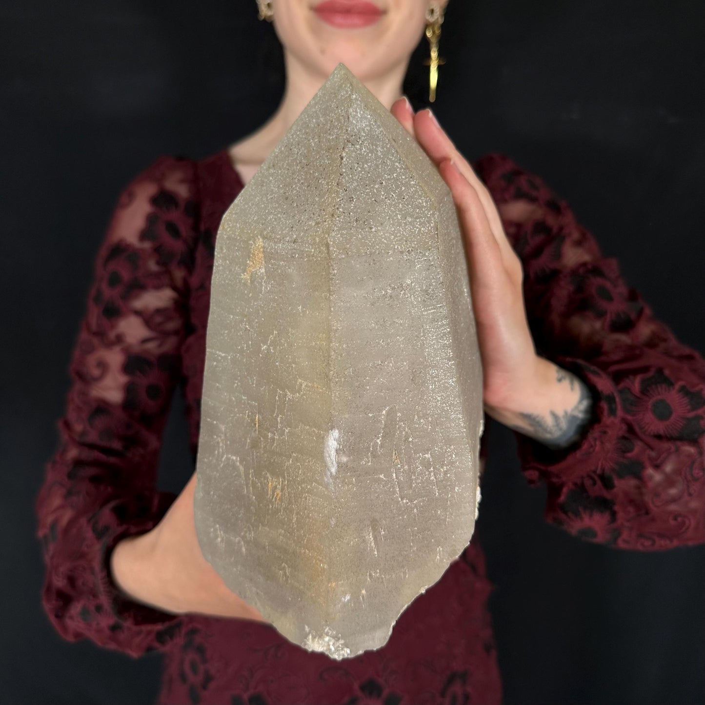 MASSIVE Smoky Quartz with Hyalite Opal | Crystal Point from Namibia