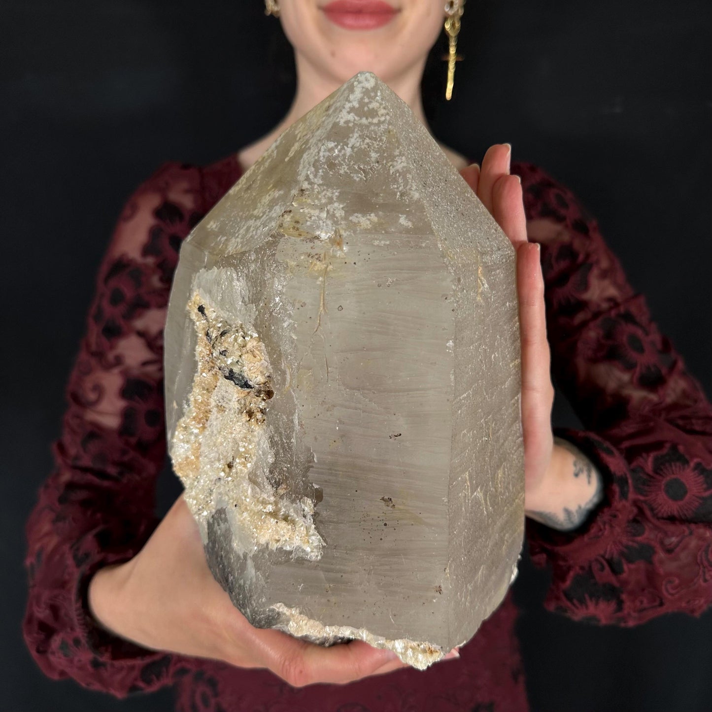 MASSIVE Smoky Quartz with Hyalite Opal | Crystal Point from Namibia