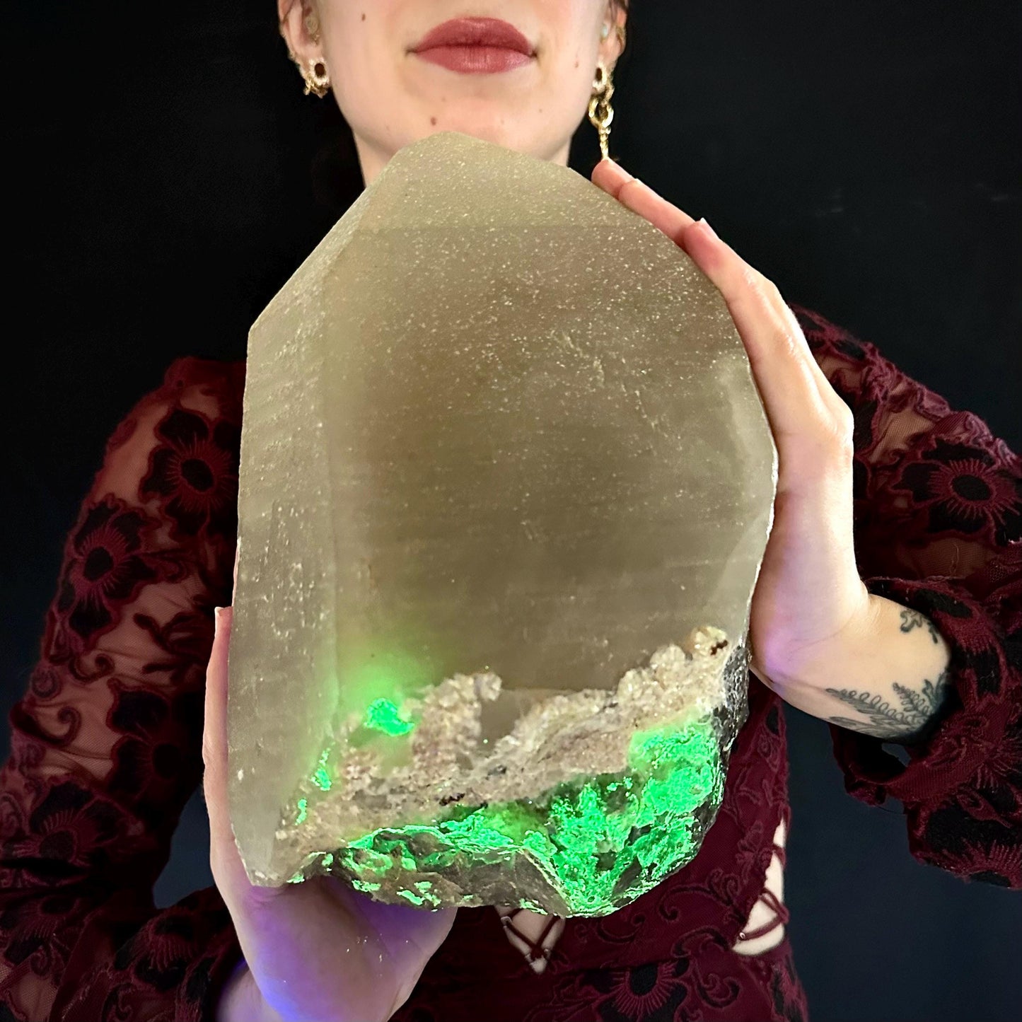 MASSIVE Smoky Quartz with Hyalite Opal | Crystal Point from Namibia