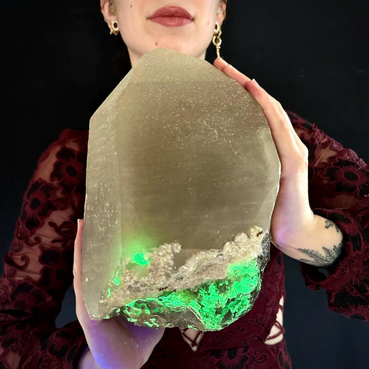 MASSIVE Smoky Quartz with Hyalite Opal | Crystal Point from Namibia