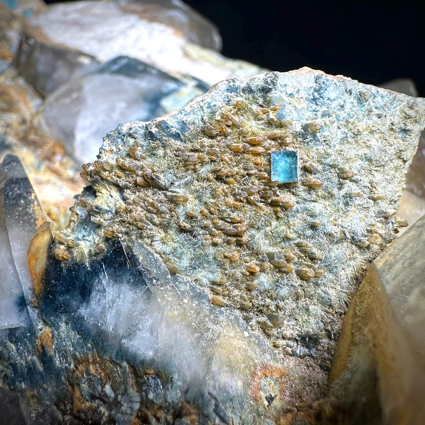 MASSIVE Smoky Quartz with Fluorite, Hyalite Opal, Foitite, & Feldspar | Crystal Cluster from Namibia