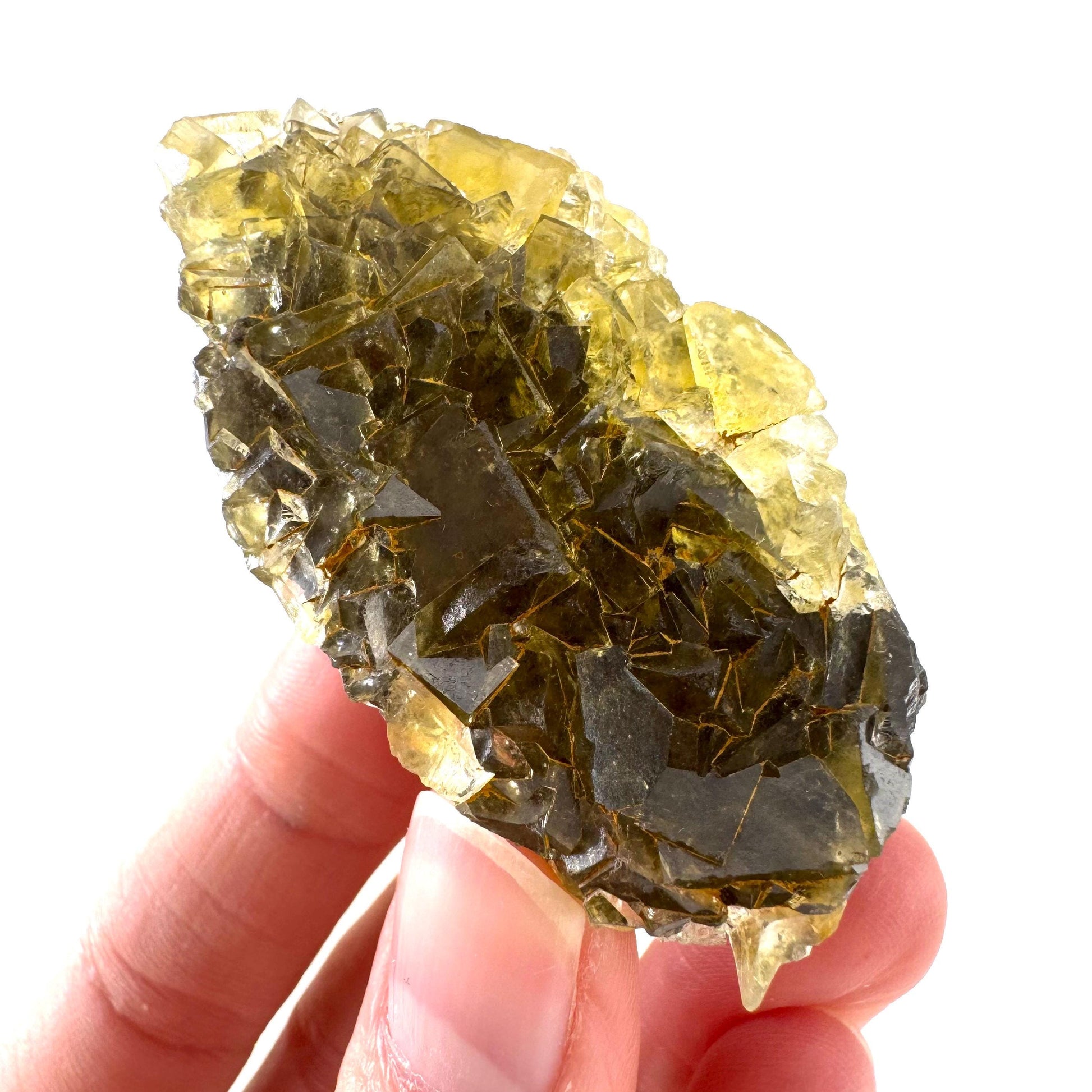 Okorusu Fluorite | “Honey Pocket” yellow crystal cluster, mineral specimen from Namibia