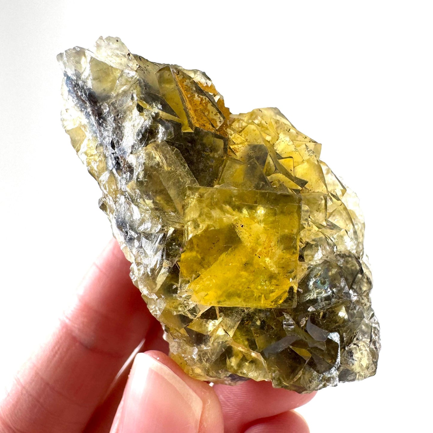 Okorusu Fluorite | “Honey Pocket” yellow crystal cluster, mineral specimen from Namibia