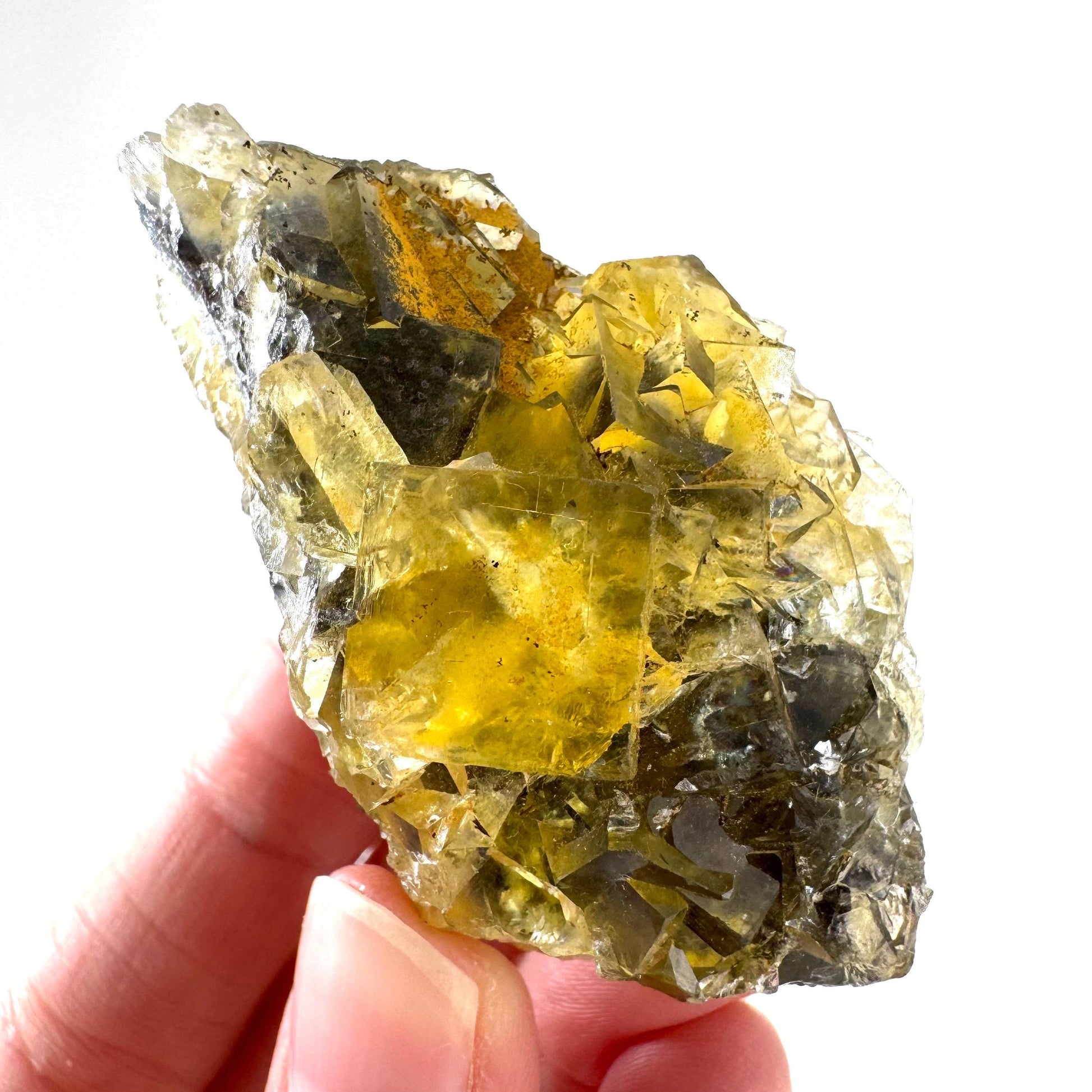 Okorusu Fluorite | “Honey Pocket” yellow crystal cluster, mineral specimen from Namibia