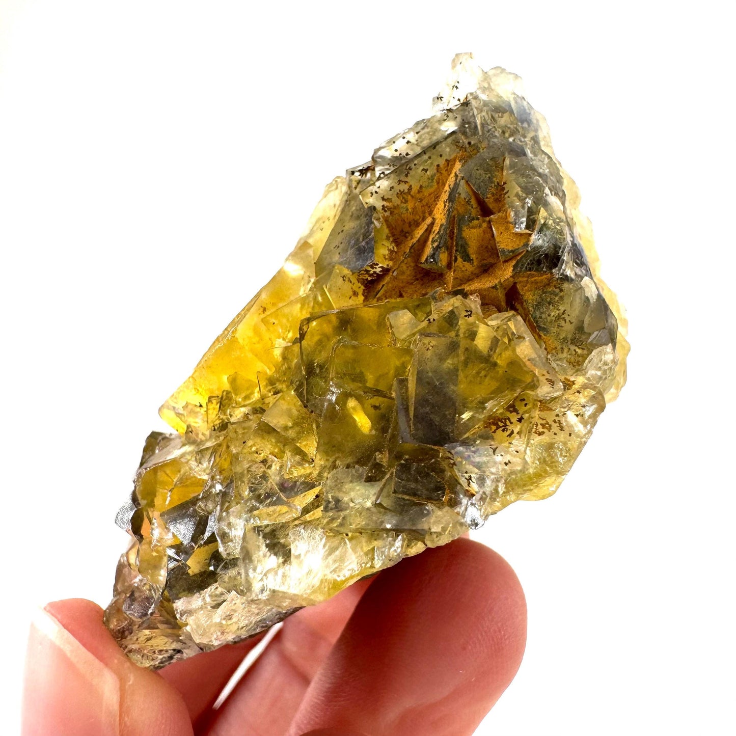 Okorusu Fluorite | “Honey Pocket” yellow crystal cluster, mineral specimen from Namibia