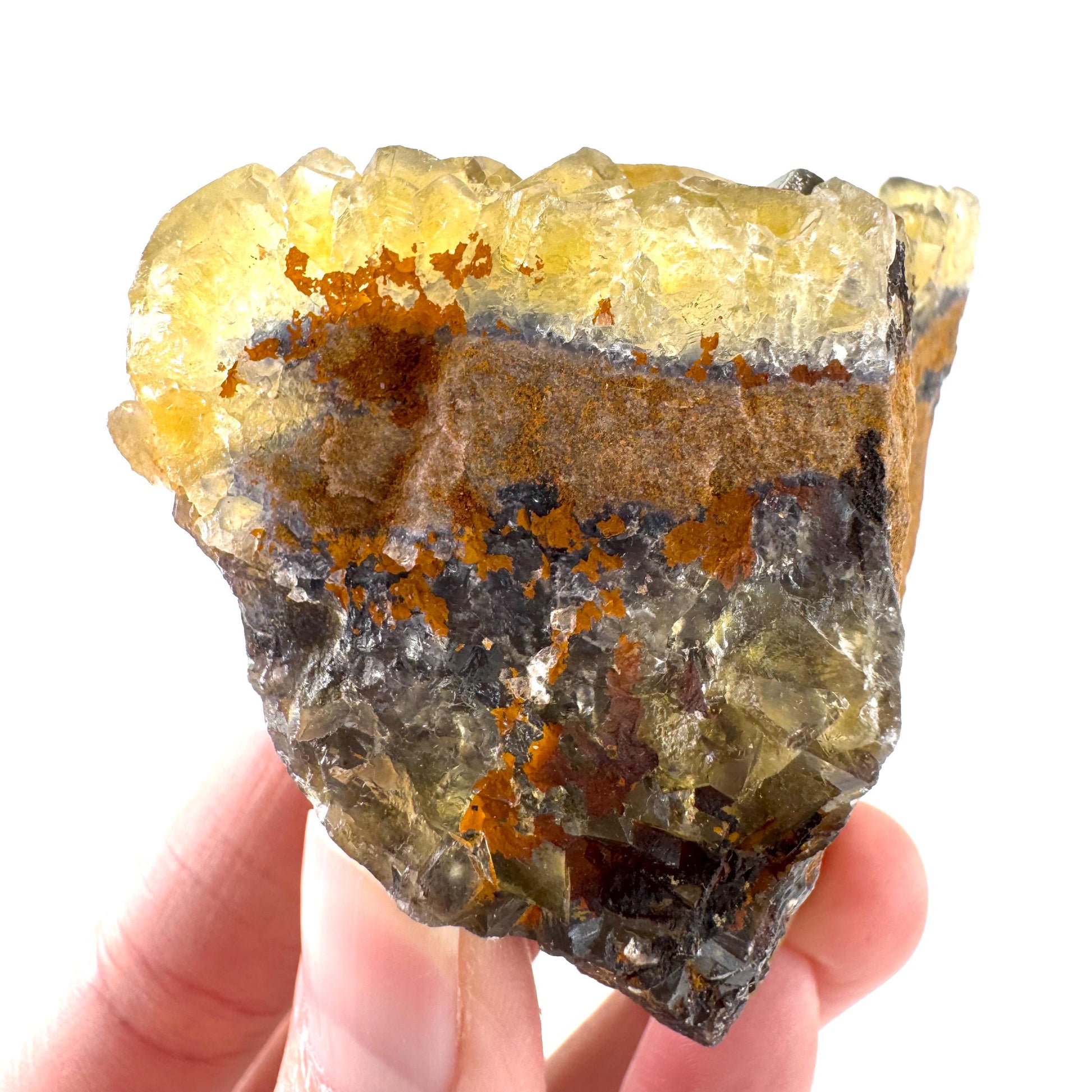 Okorusu Fluorite | “Honey Pocket” yellow crystal cluster, mineral specimen from Namibia