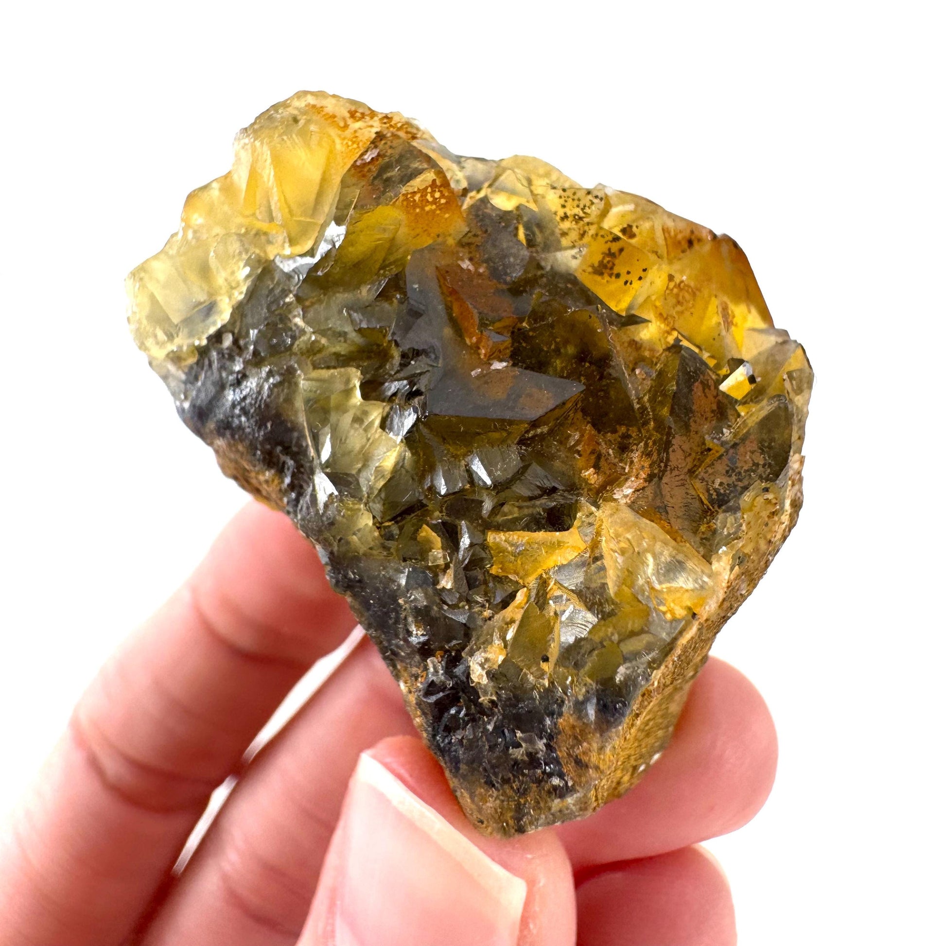 Okorusu Fluorite | “Honey Pocket” yellow crystal cluster, mineral specimen from Namibia