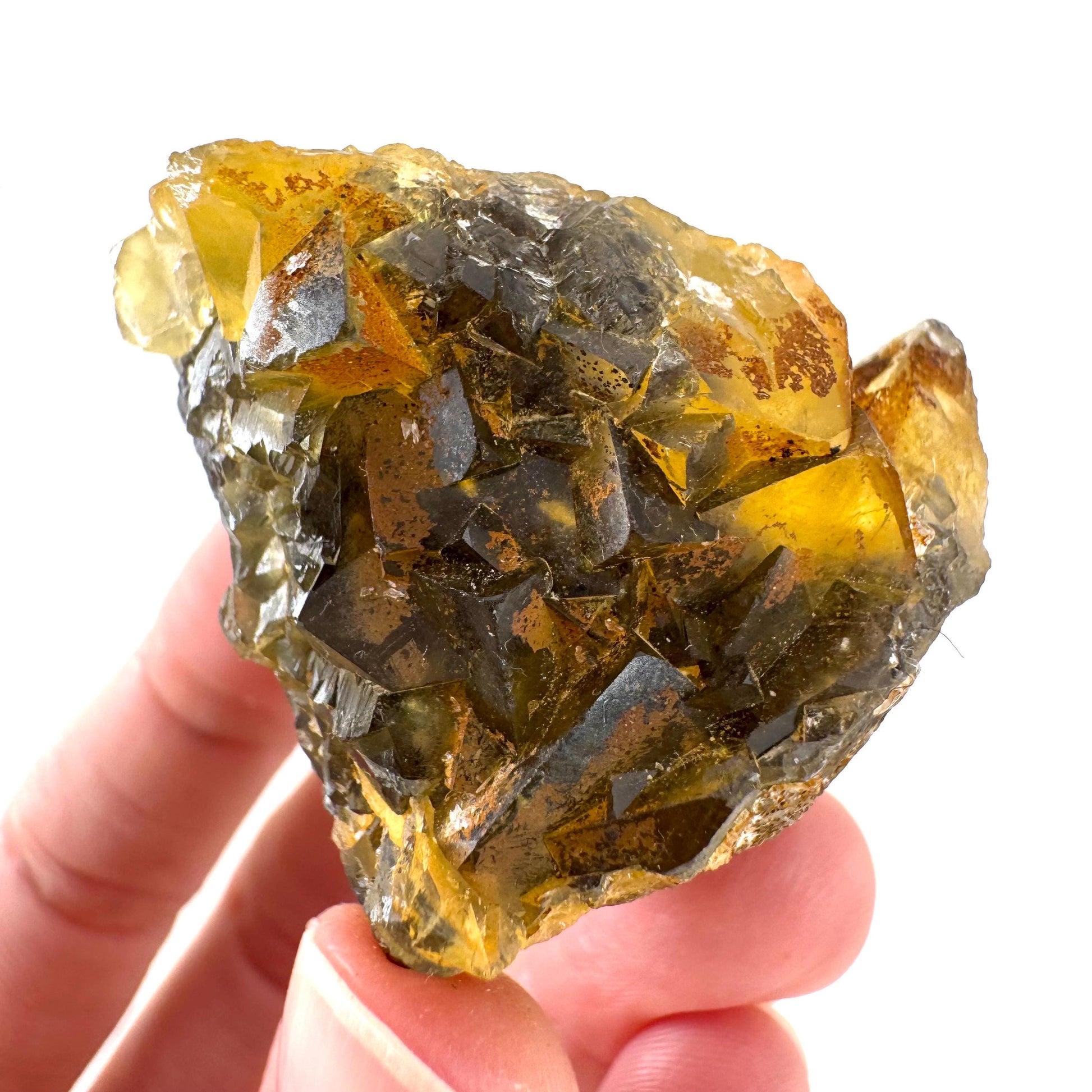 Okorusu Fluorite | “Honey Pocket” yellow crystal cluster, mineral specimen from Namibia