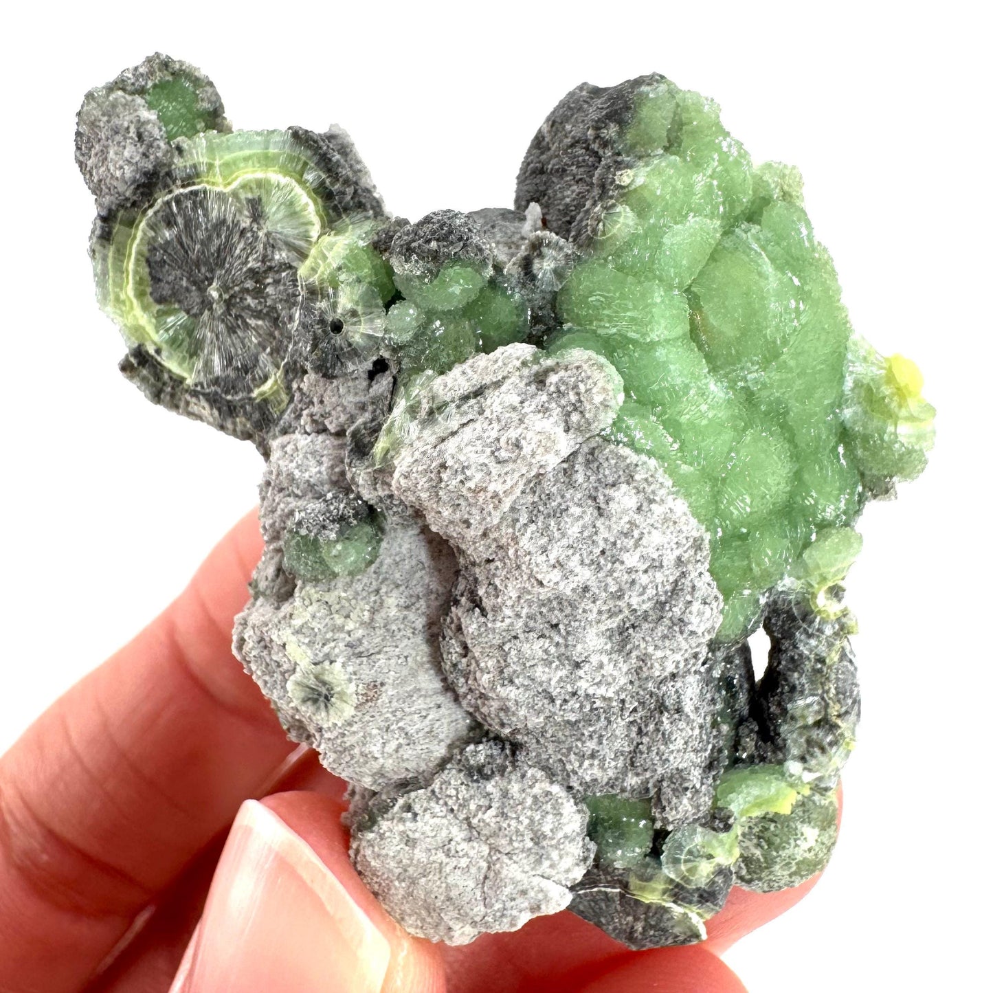 Wavellite (Arkansas, USA) | green crystal cluster, mineral specimen