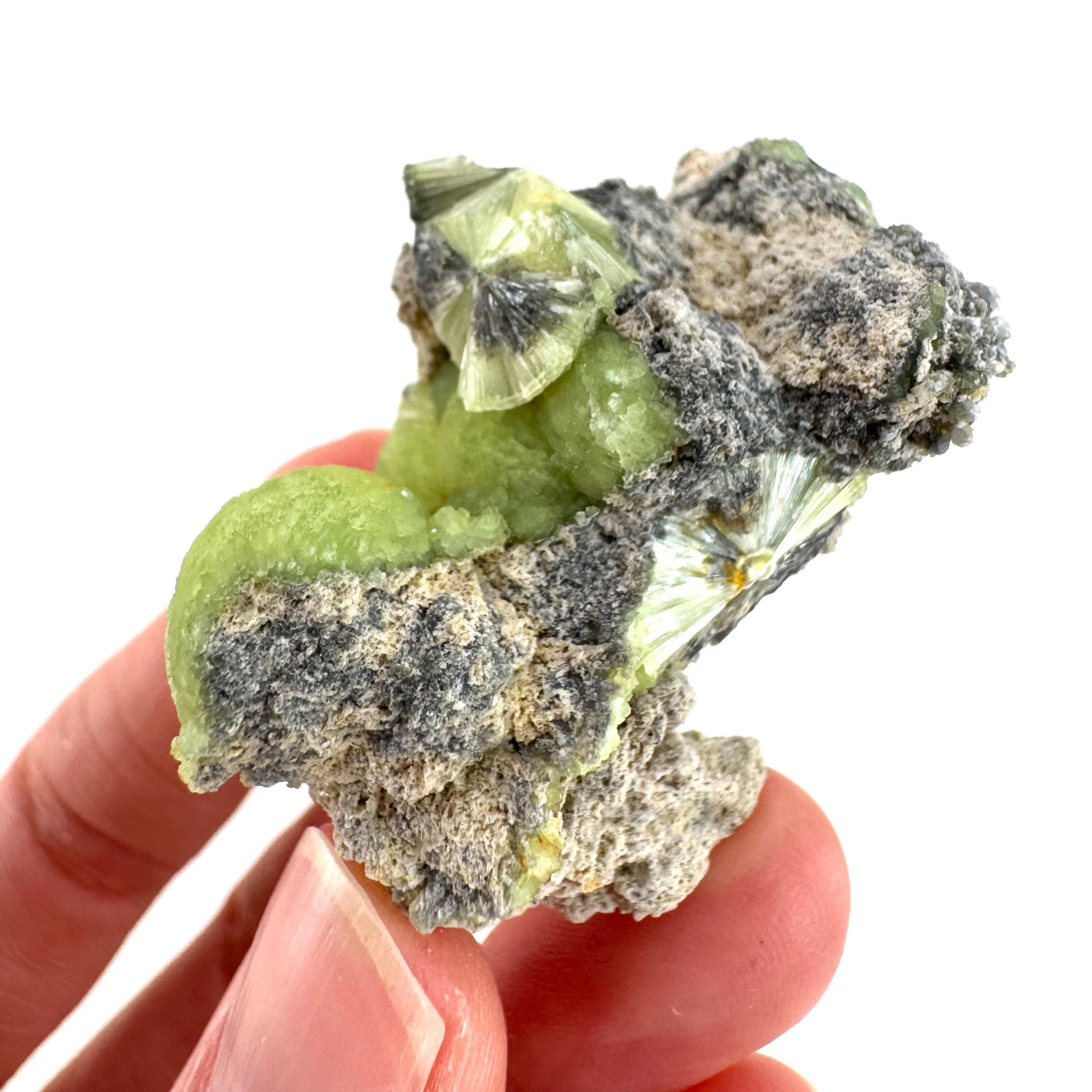 Wavellite (Arkansas, USA) | green crystal cluster, mineral specimen