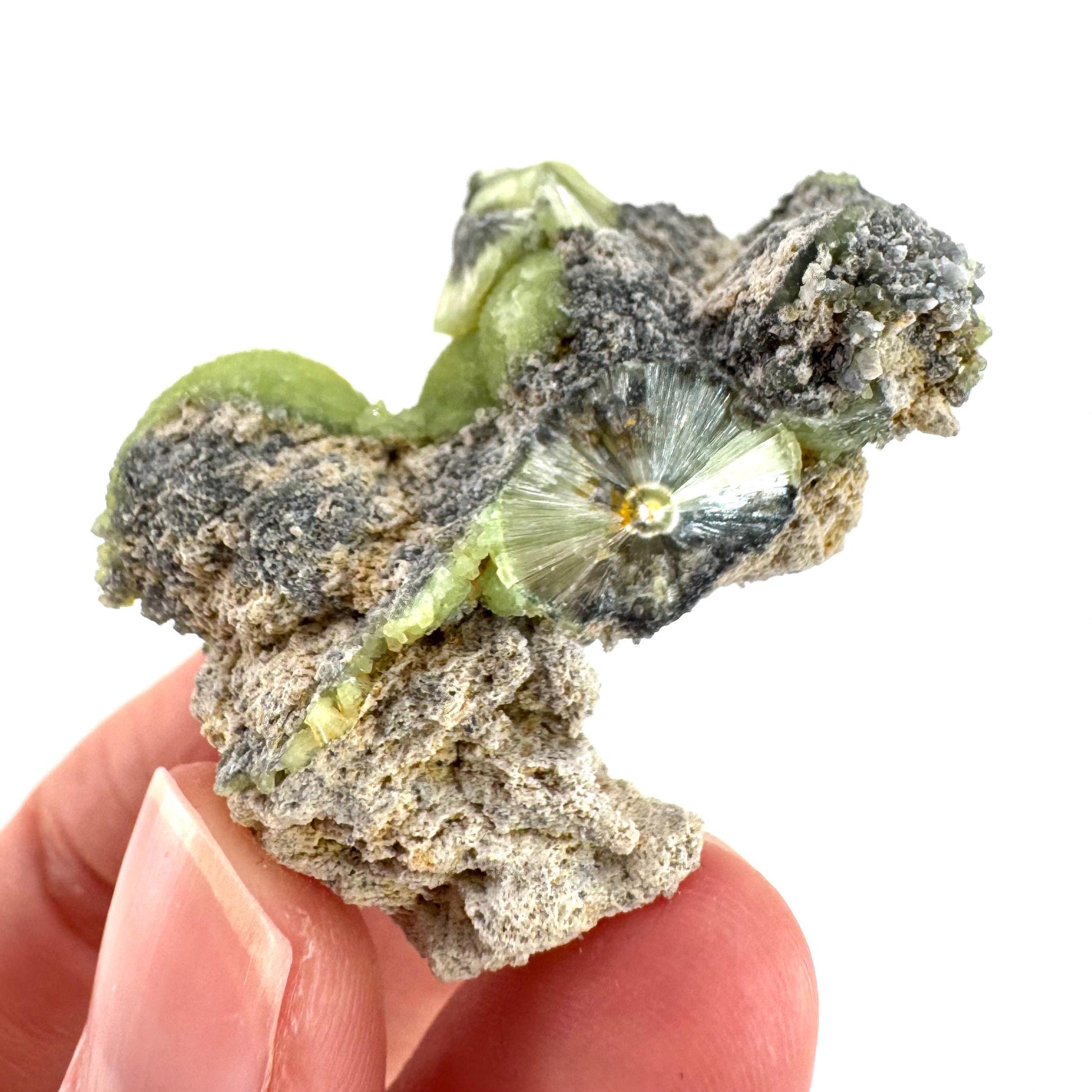 Wavellite (Arkansas, USA) | green crystal cluster, mineral specimen