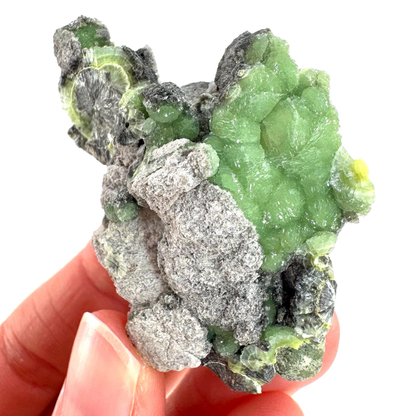 Wavellite (Arkansas, USA) | green crystal cluster, mineral specimen