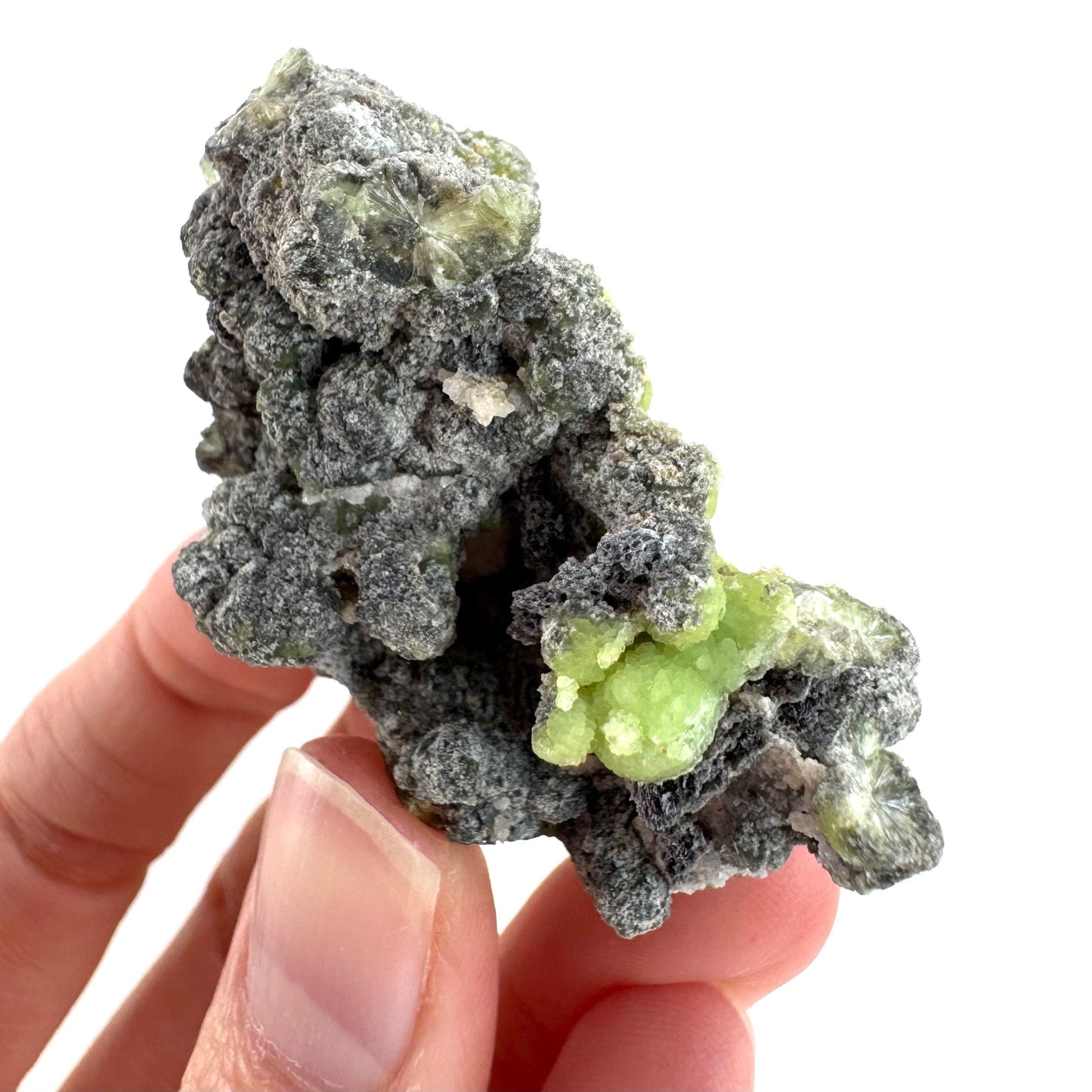 Wavellite (Arkansas, USA) | green crystal cluster, mineral specimen