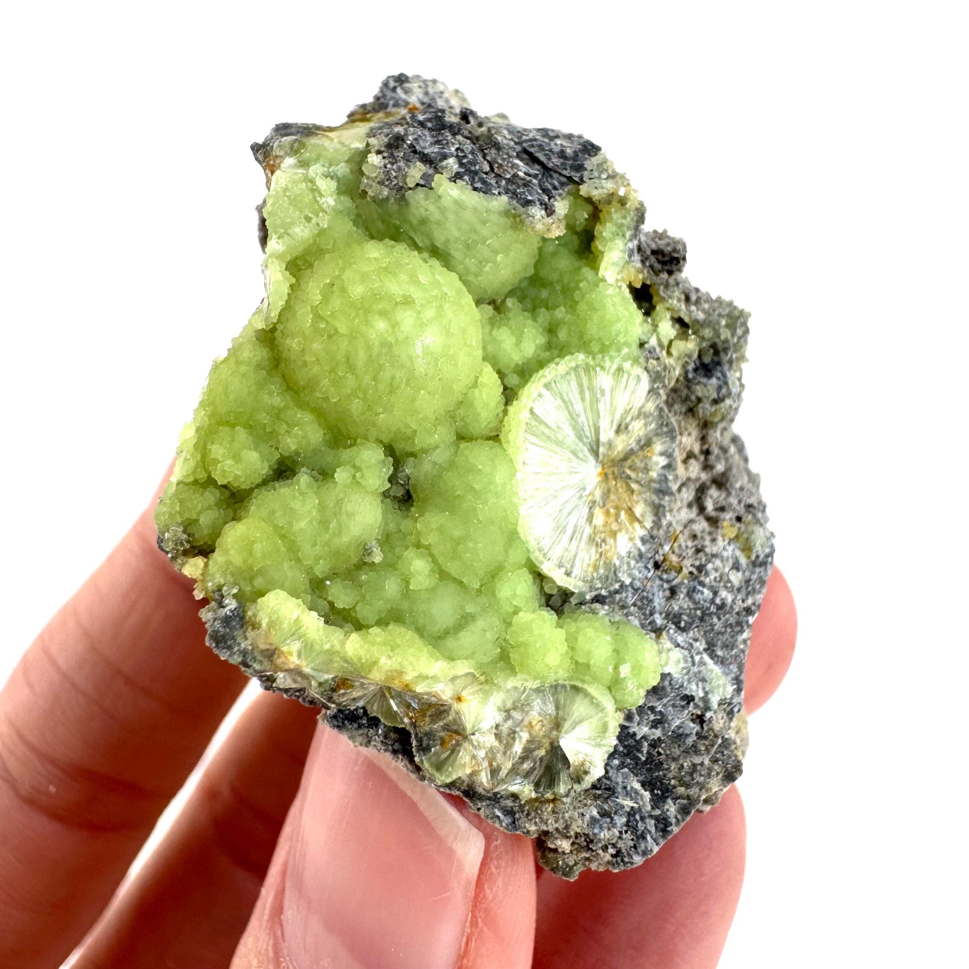 Wavellite (Arkansas, USA) | green crystal cluster, mineral specimen