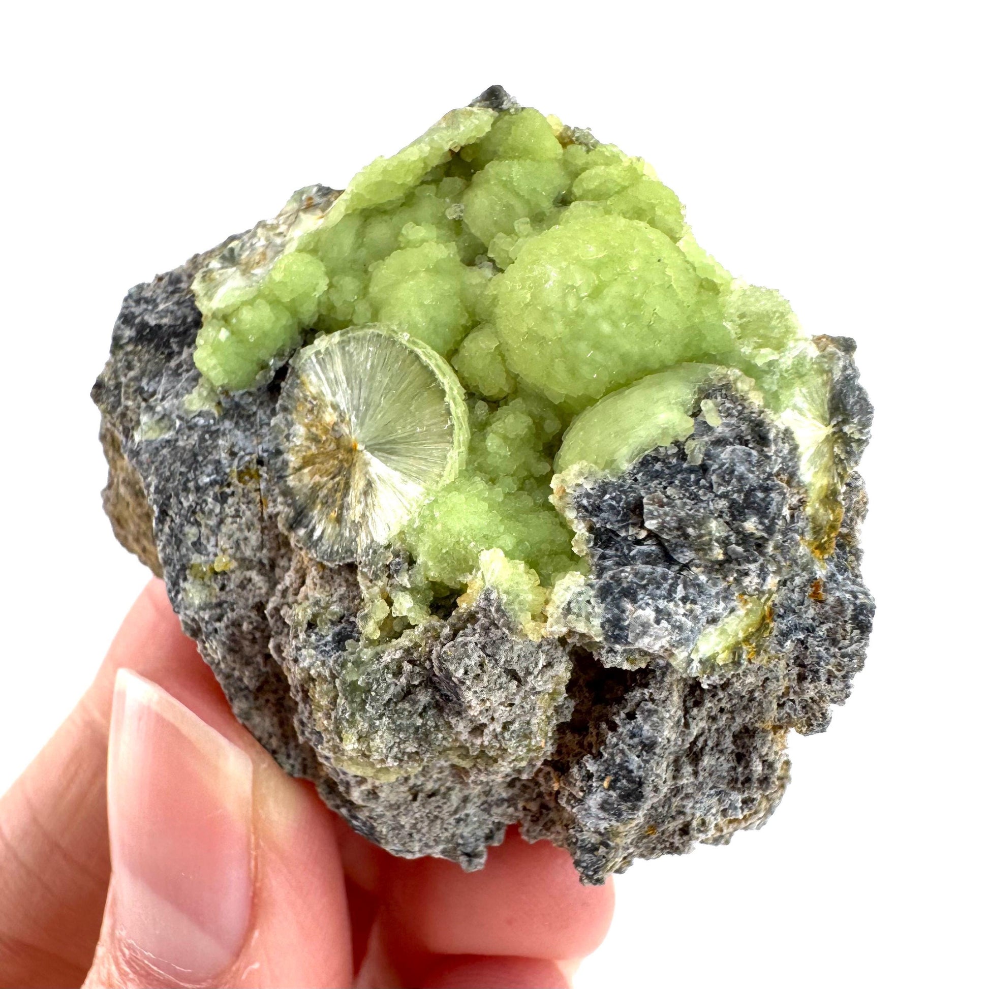 Wavellite (Arkansas, USA) | green crystal cluster, mineral specimen