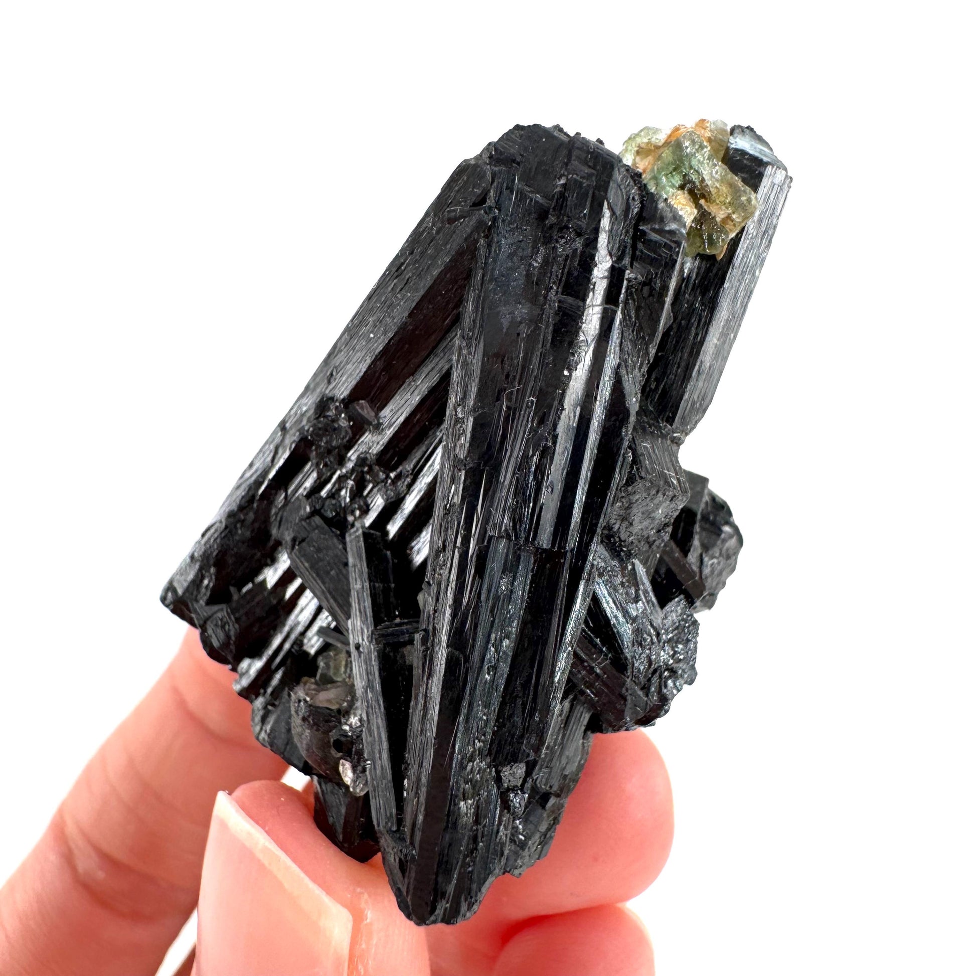 Black Tourmaline with Fluorite | Raw Schorl Crystal Cluster, Mineral Specimen from Namibia