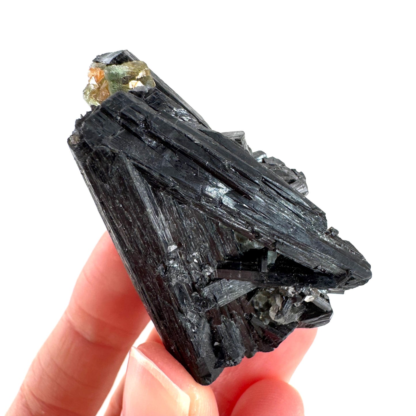 Black Tourmaline with Fluorite | Raw Schorl Crystal Cluster, Mineral Specimen from Namibia