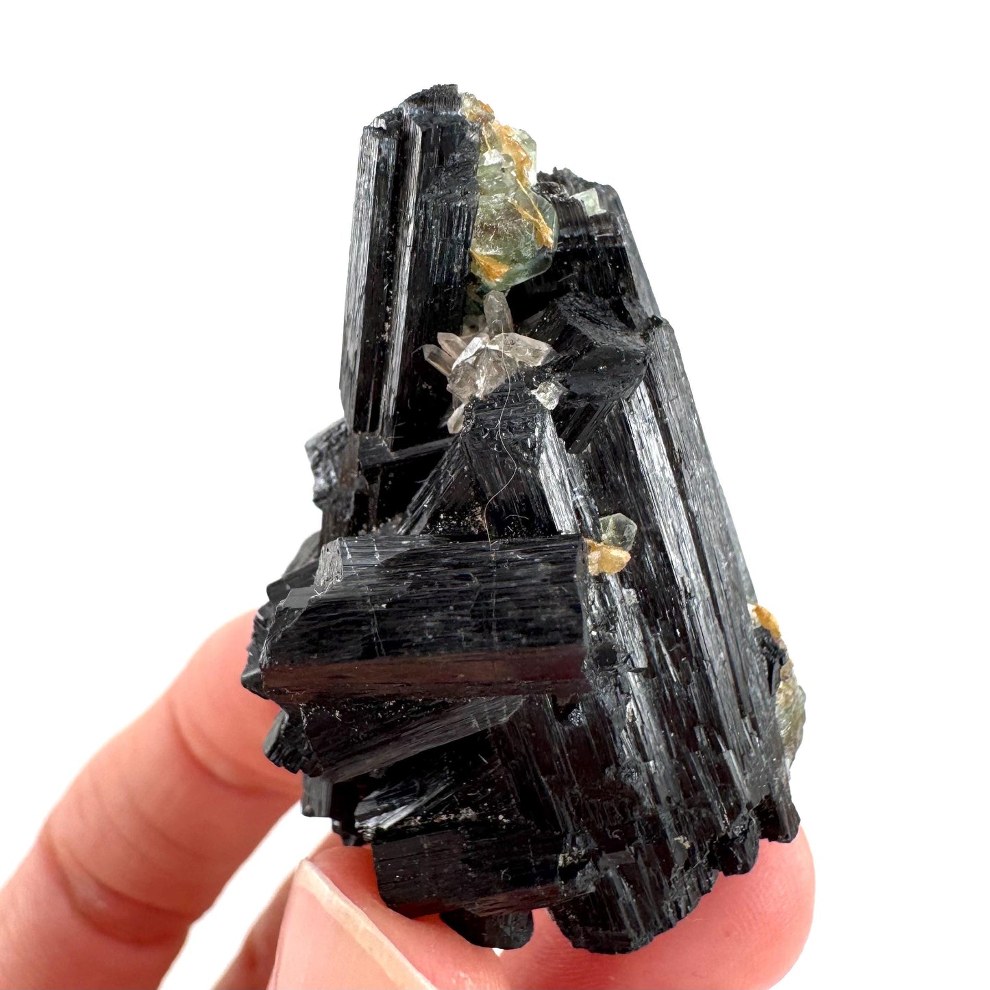 Black Tourmaline with Fluorite | Raw Schorl Crystal Cluster, Mineral Specimen from Namibia
