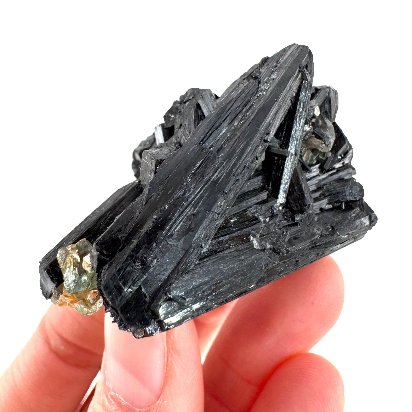 Black Tourmaline with Fluorite | Raw Schorl Crystal Cluster, Mineral Specimen from Namibia