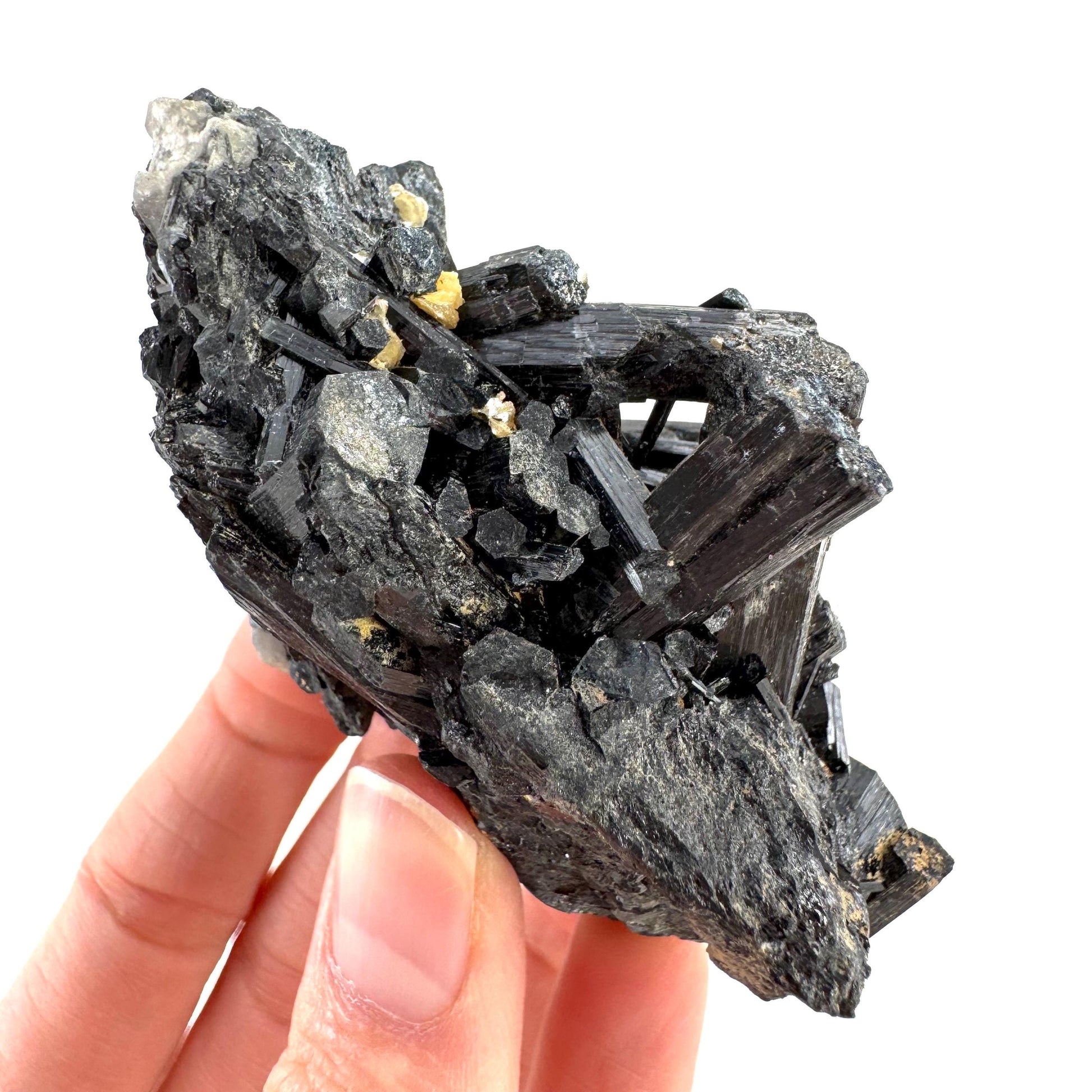 Smoky Quartz on Black Tourmaline | schorl crystal cluster, mineral specimen from Namibia