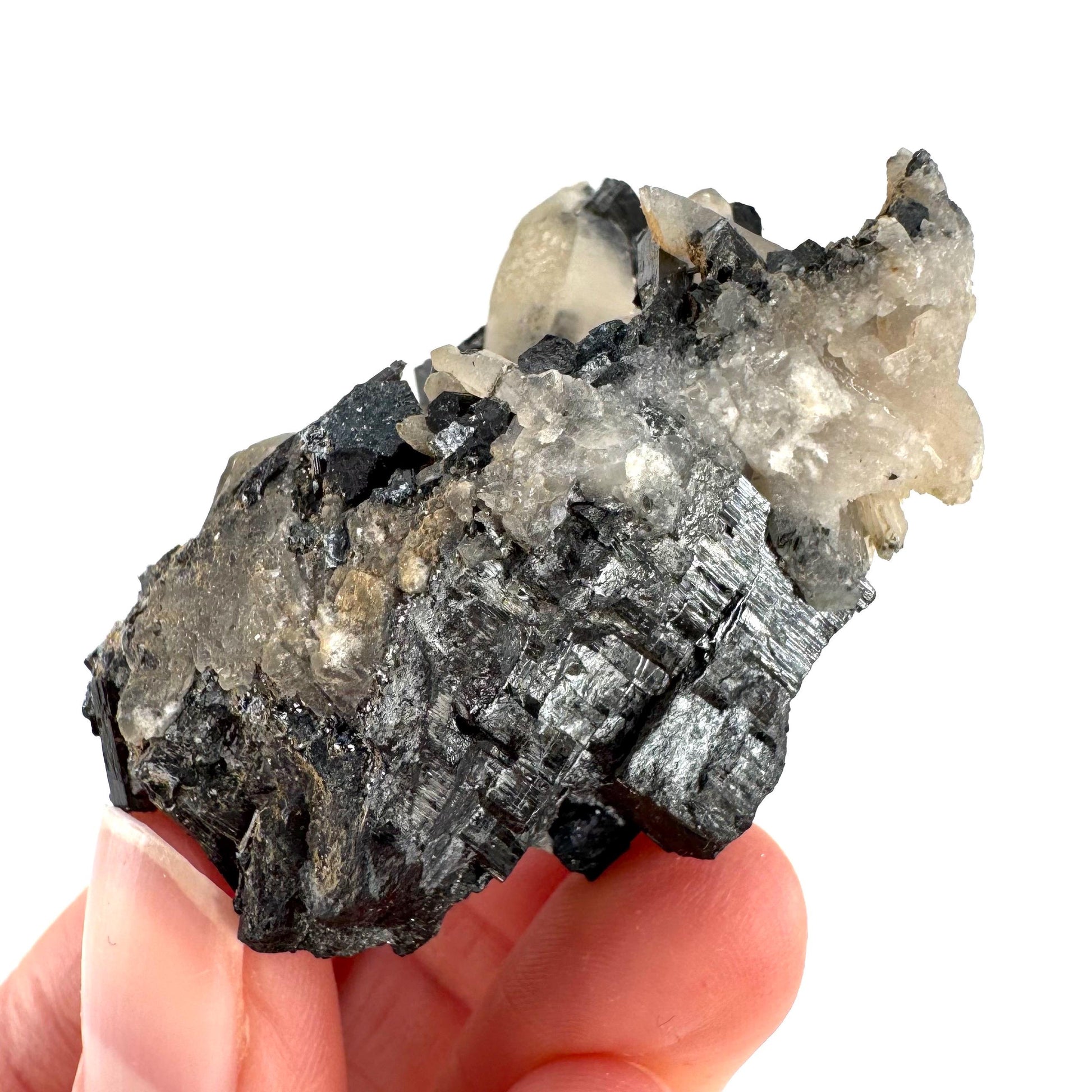 Smoky Quartz on Black Tourmaline | schorl crystal cluster, mineral specimen from Namibia