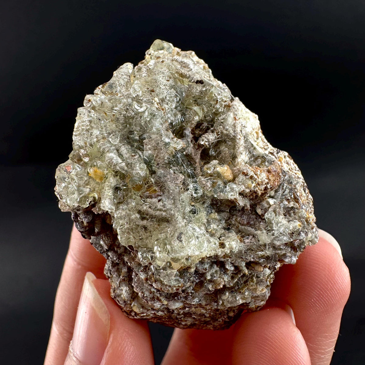 Hyalite Opal on Matrix | UV reactive crystal, green fluorescent mineral specimen from Namibia