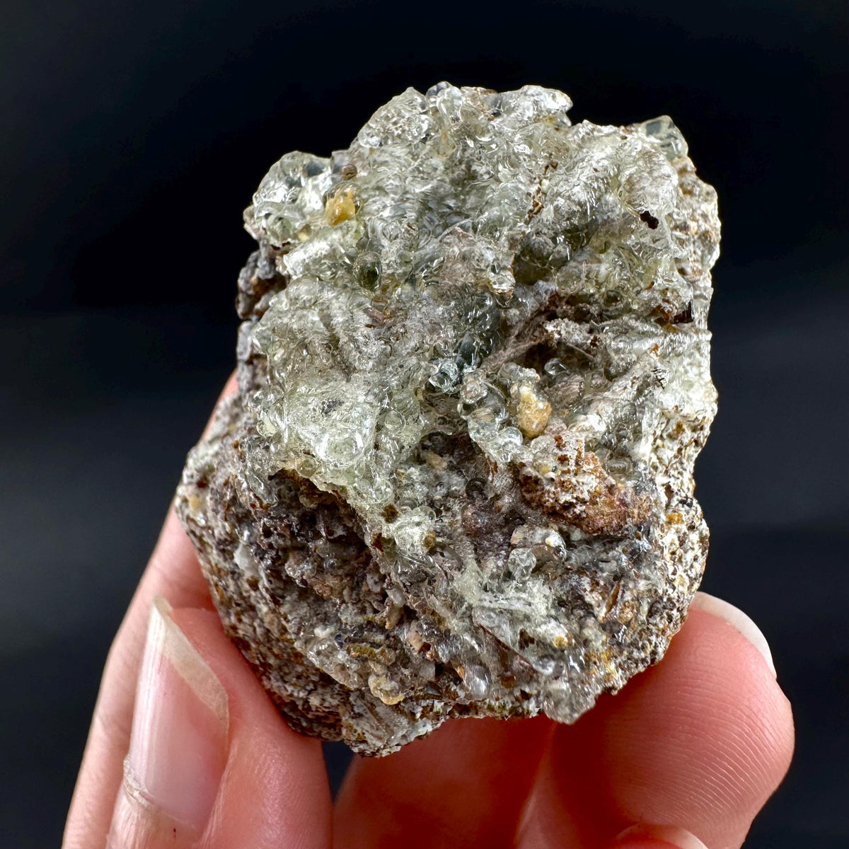 Hyalite Opal on Matrix | UV reactive crystal, green fluorescent mineral specimen from Namibia