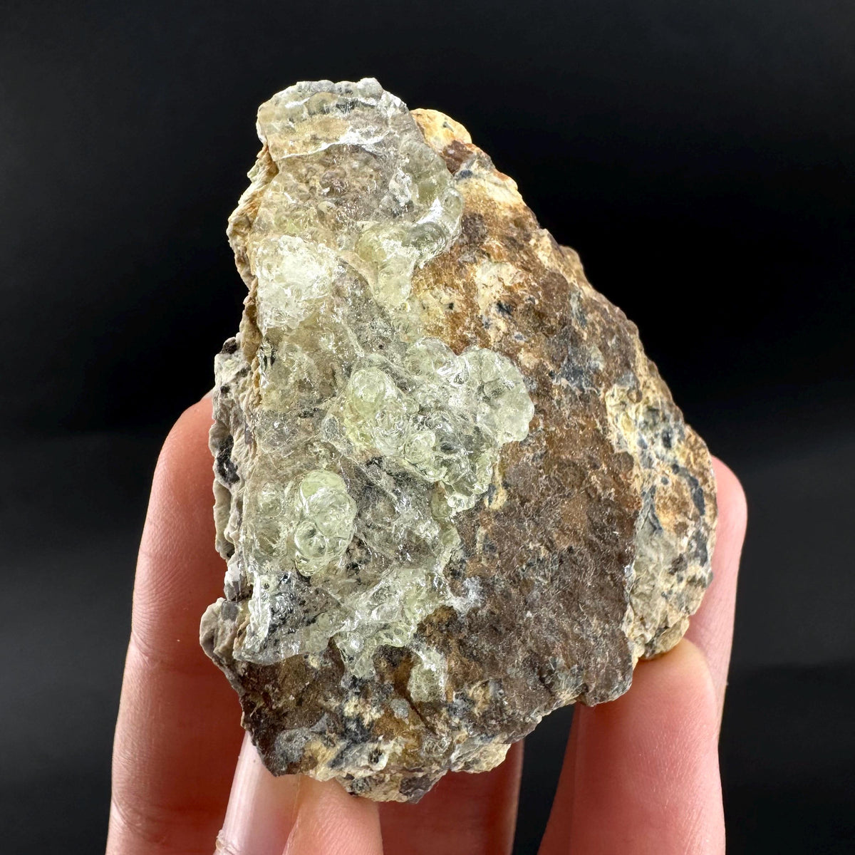 Hyalite Opal on Matrix | UV reactive crystal, green fluorescent mineral specimen from Namibia