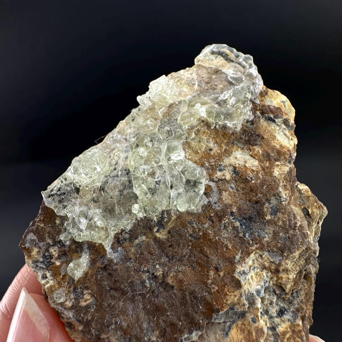 Hyalite Opal on Matrix | UV reactive crystal, green fluorescent mineral specimen from Namibia