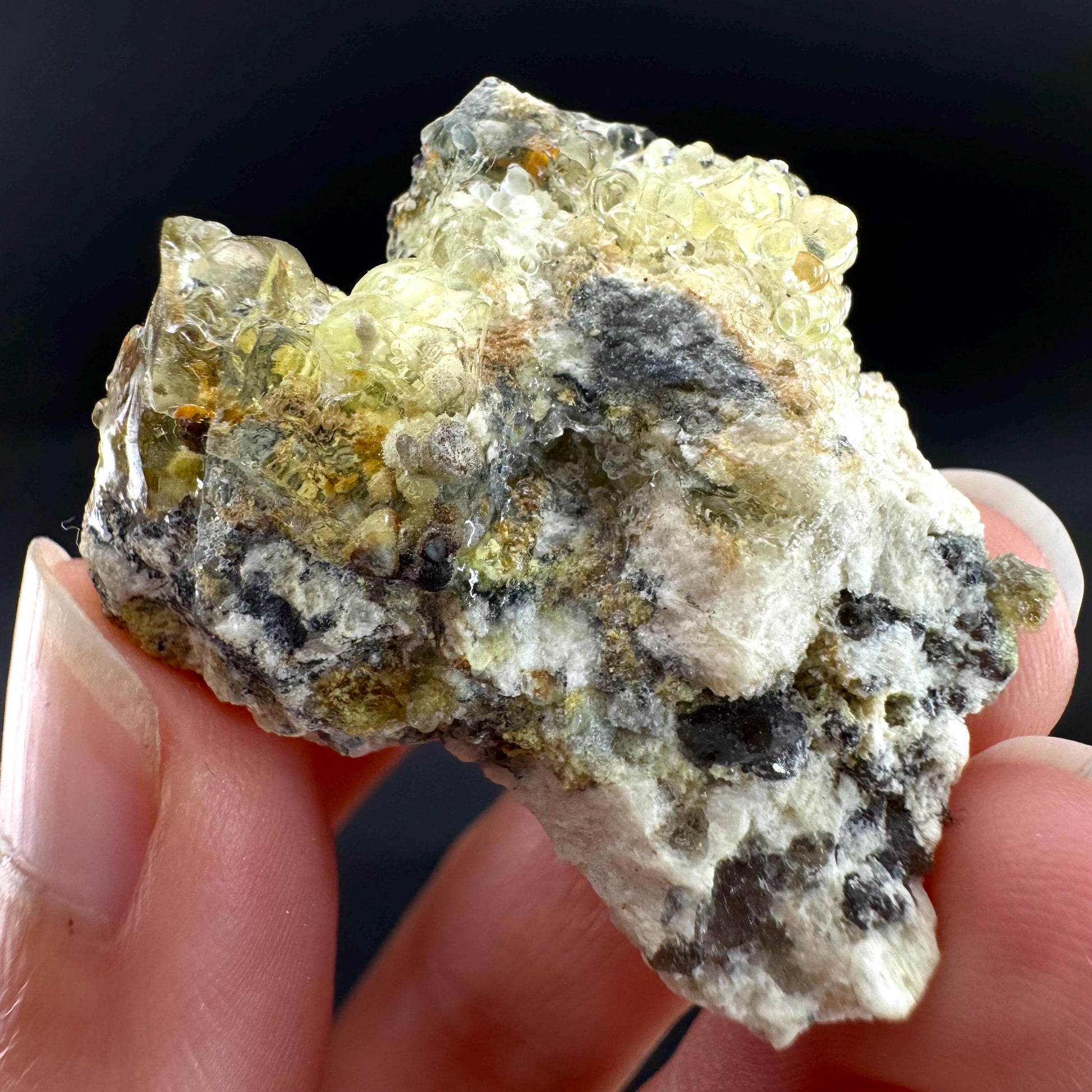 Hyalite Opal on Matrix | UV reactive crystal, green fluorescent mineral specimen from Namibia