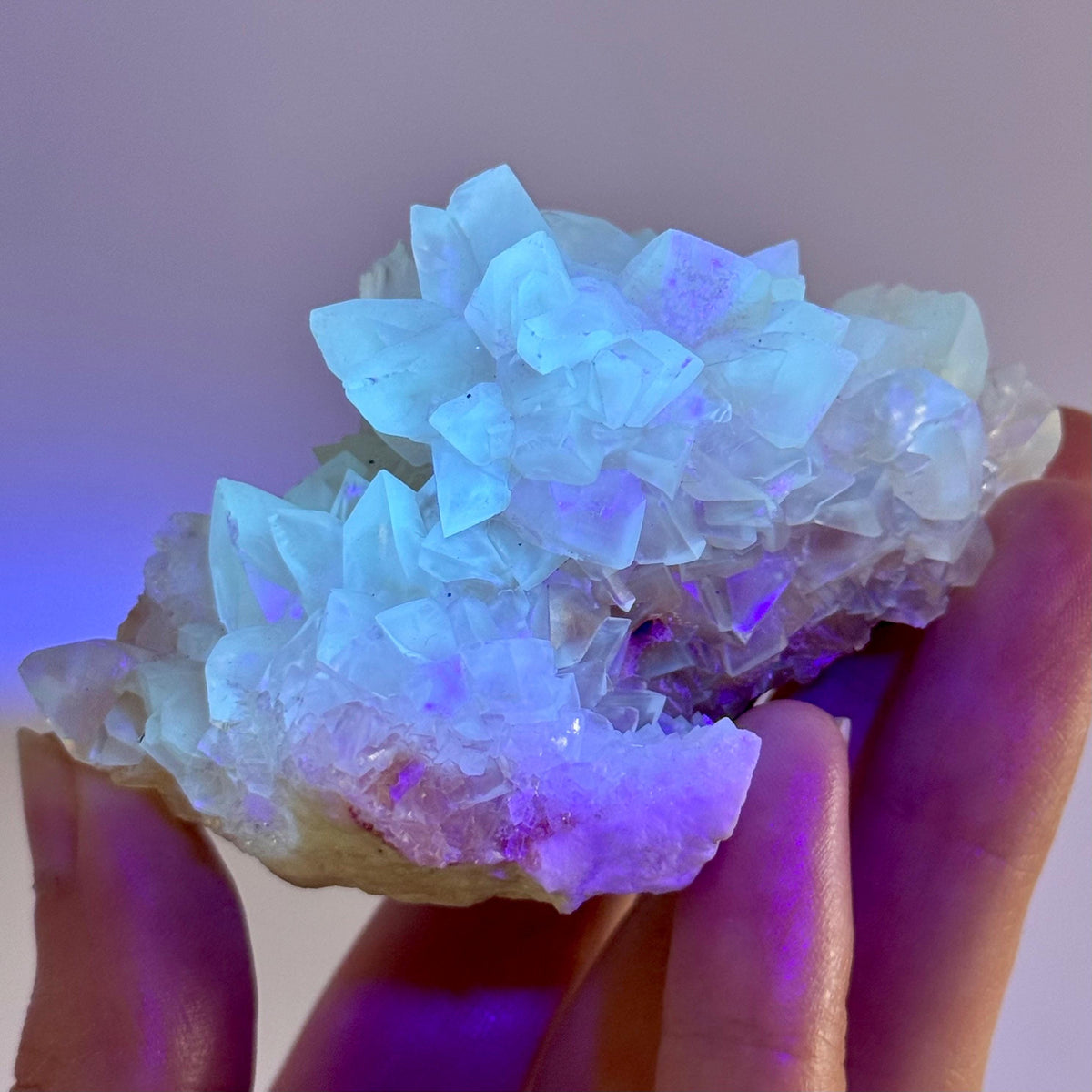 Fluorescent Calcite | UV-reactive crystal, natural mineral specimen from Indonesia