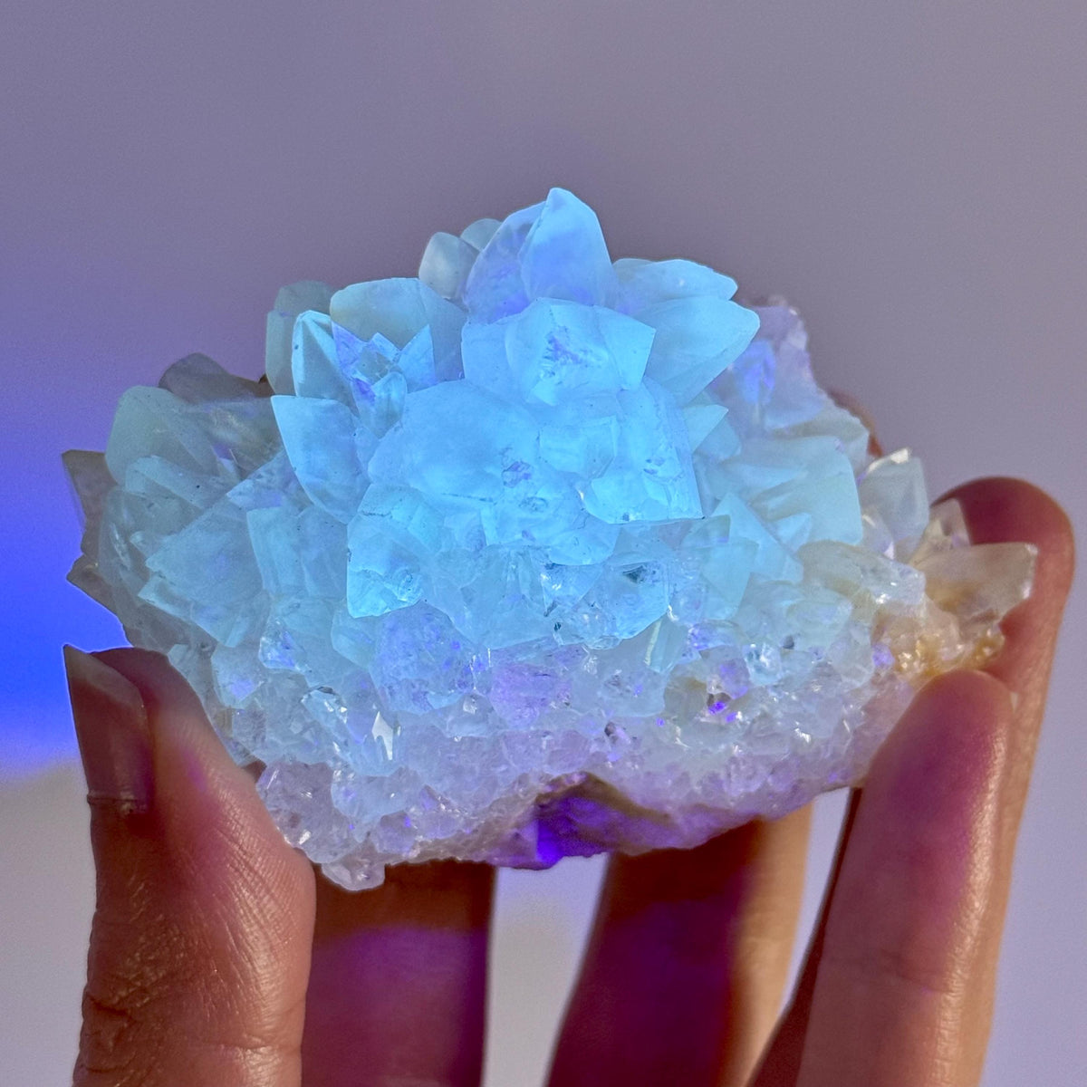 Fluorescent Calcite | UV-reactive crystal, natural mineral specimen from Indonesia