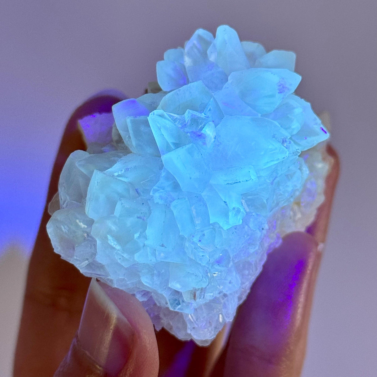 Fluorescent Calcite | UV-reactive crystal, natural mineral specimen from Indonesia