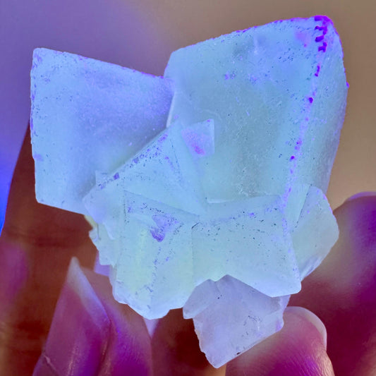Fluorescent Calcite | UV-reactive crystal, natural mineral specimen from Indonesia