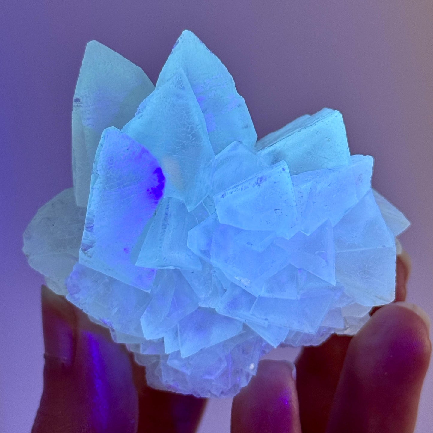 Fluorescent Calcite | UV-reactive crystal, natural mineral specimen from Indonesia