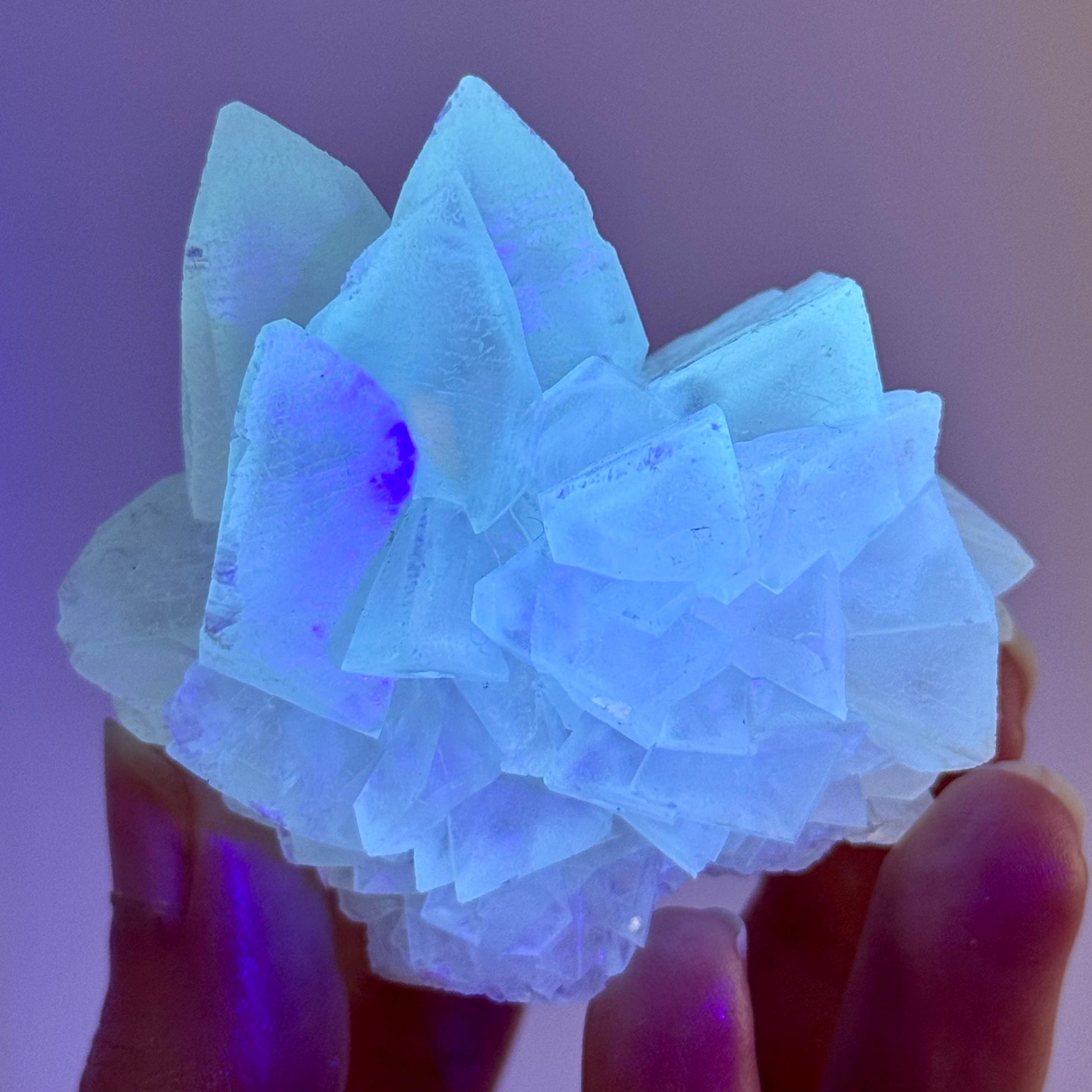 Fluorescent Calcite | UV-reactive crystal, natural mineral specimen from Indonesia