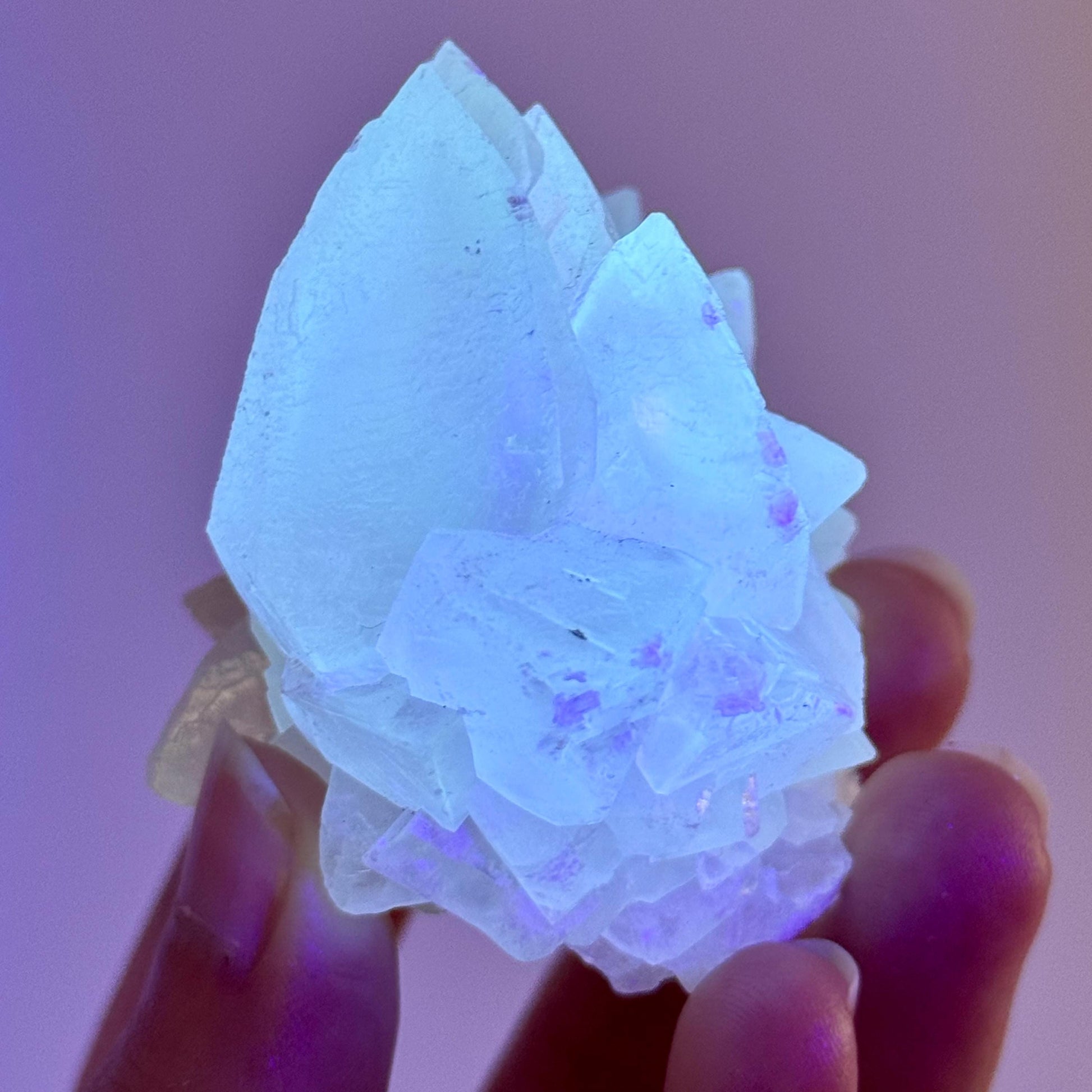 Fluorescent Calcite | UV-reactive crystal, natural mineral specimen from Indonesia