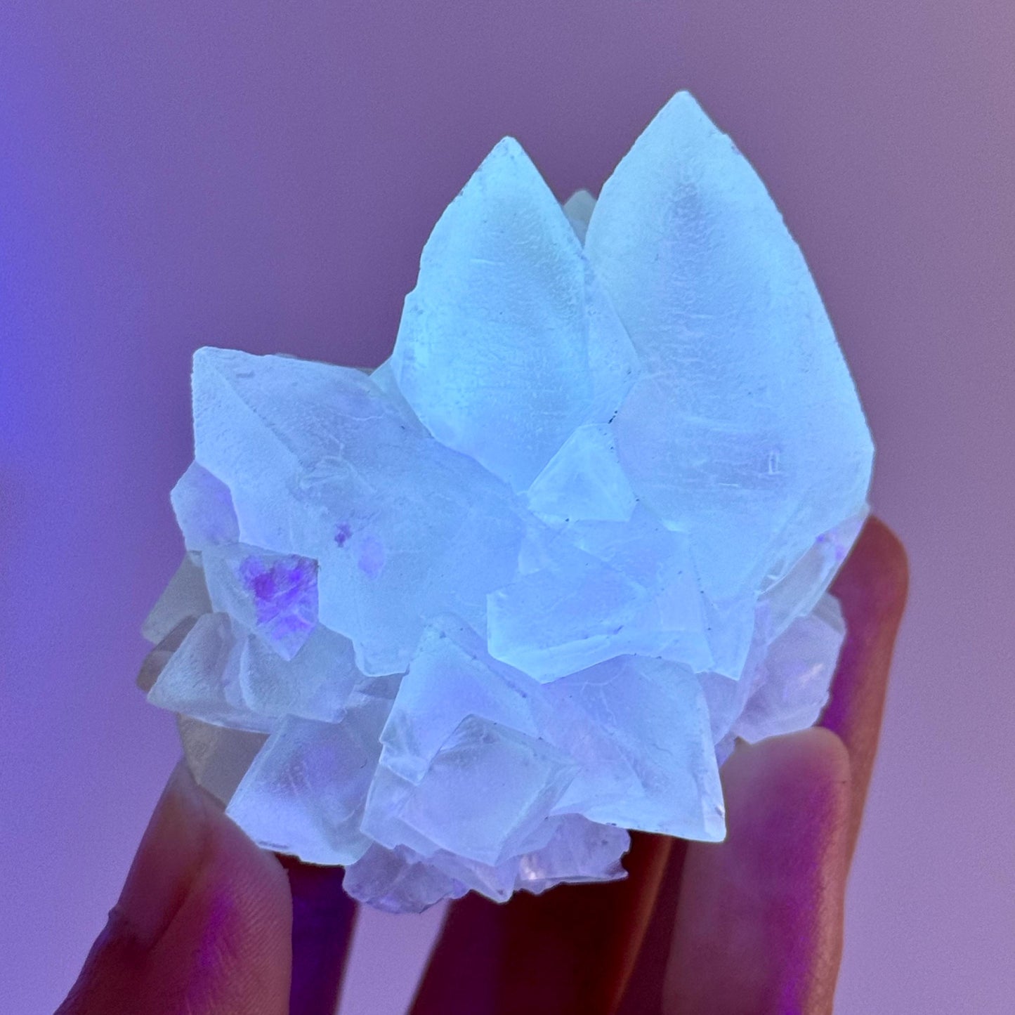 Fluorescent Calcite | UV-reactive crystal, natural mineral specimen from Indonesia