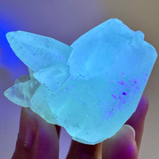 Fluorescent Calcite | UV-reactive crystal, natural mineral specimen from Indonesia