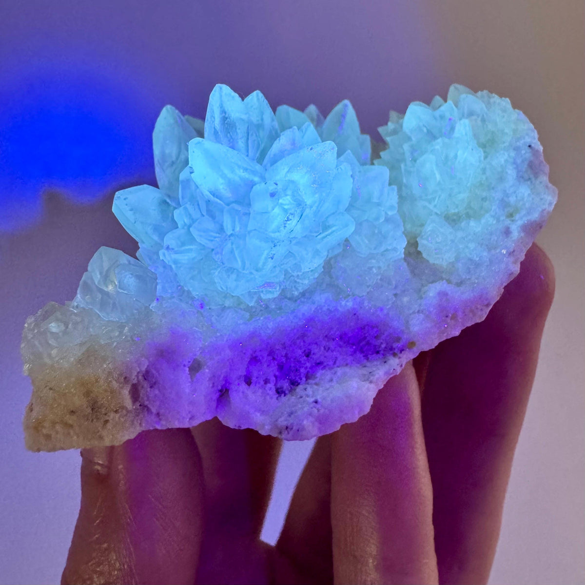 Fluorescent Calcite | UV-reactive crystal, natural mineral specimen from Indonesia