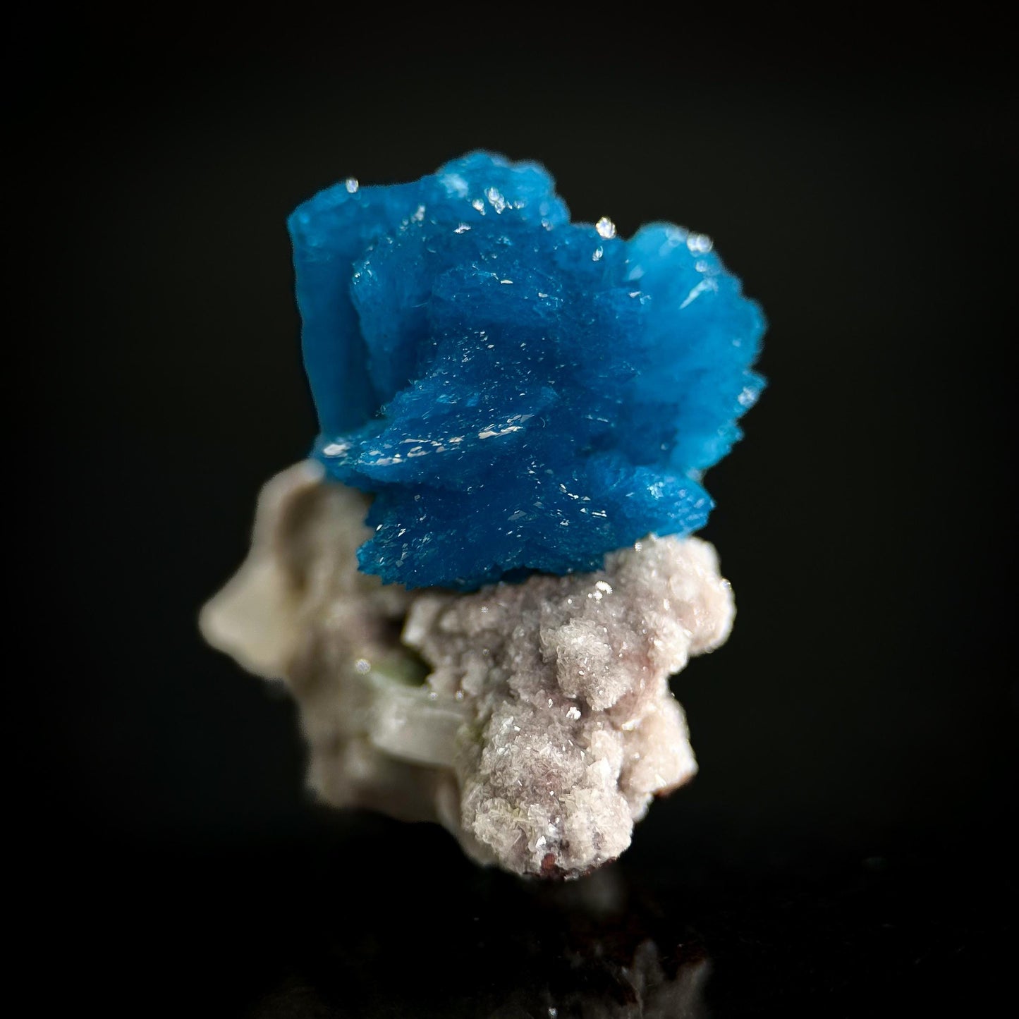 Deep Blue Cavansite on Matrix | crystal cluster, mineral specimen
