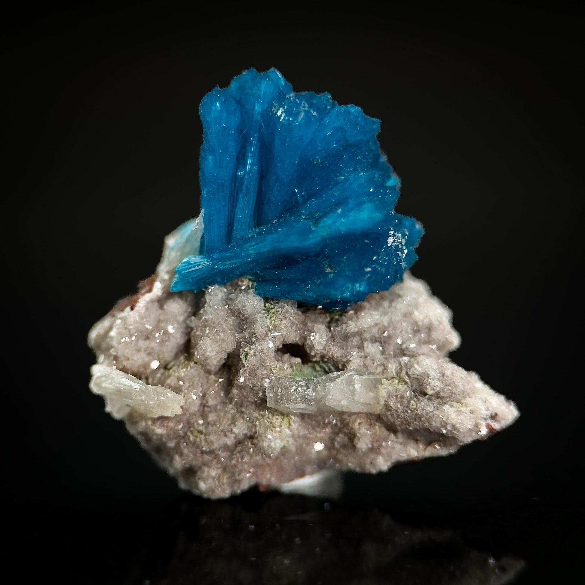 Deep Blue Cavansite on Matrix | crystal cluster, mineral specimen